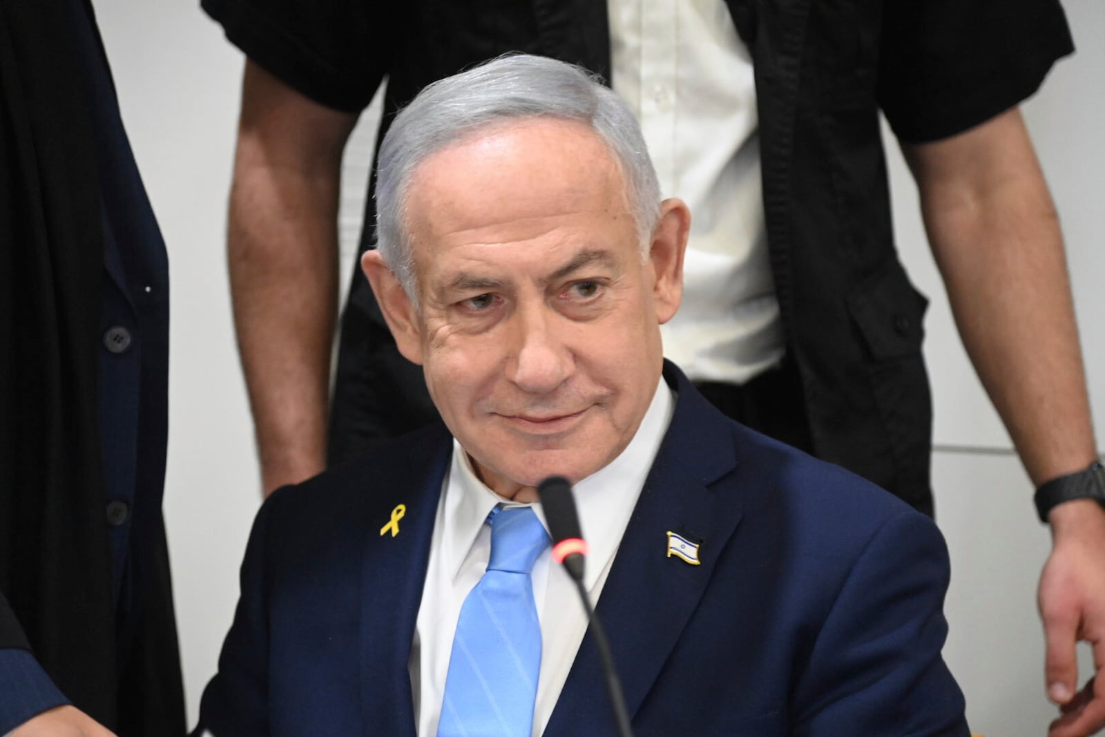 Israel's Prime Minister Benjamin Netanyahu, attends his trial on corruption charges at the district court in Tel Aviv, Israel, Wednesday, March 12, 2025. (Yair Sagi/Pool Photo via AP)