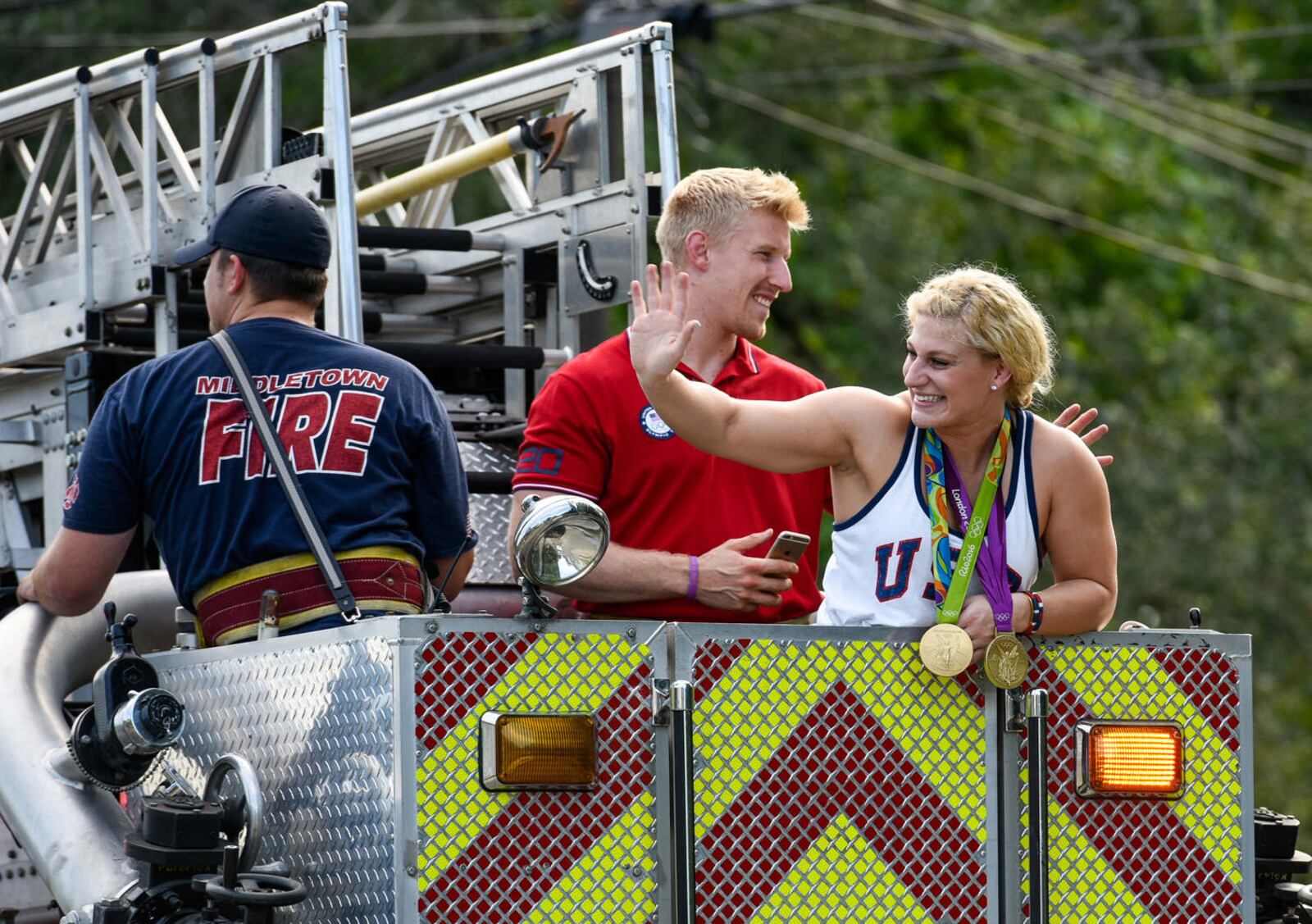 Two-time Olympic Gold Medalist in Judo Kayla Harrison was honored with a parade and a pre-game ceremony before the Middies game Friday, Sept. 9 in Middletown. NICK GRAHAM/STAFF