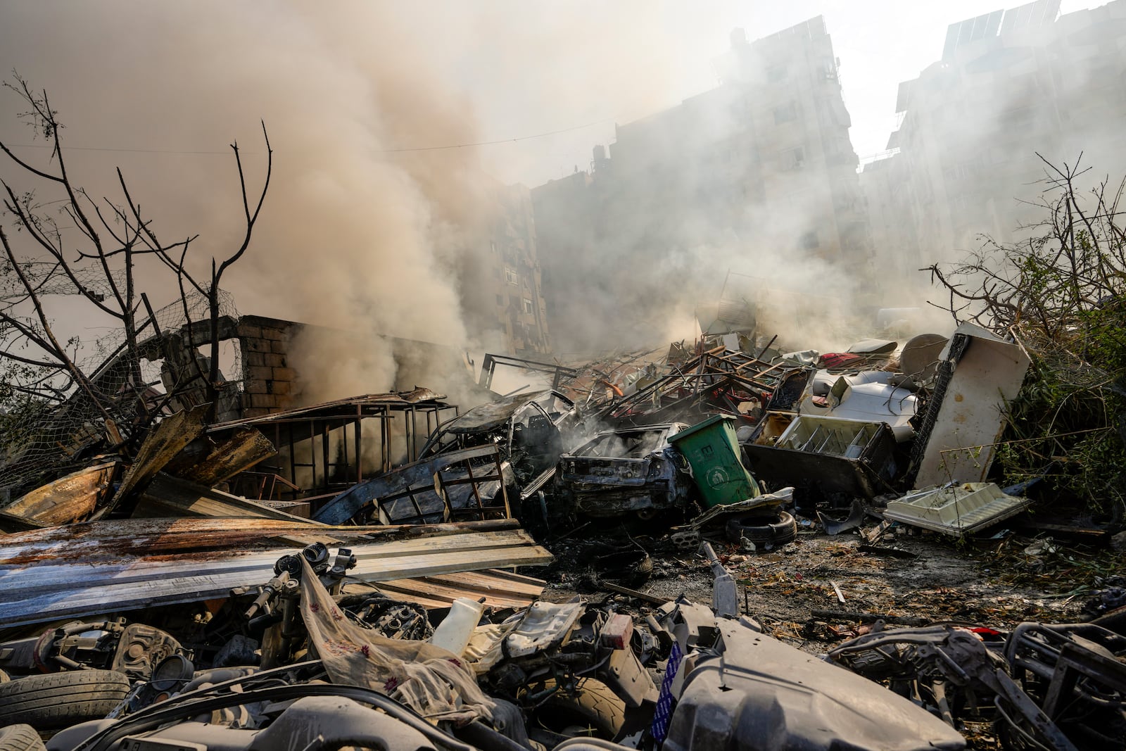 Smoke rises from the site of an Israeli airstrike in Dahiyeh, Beirut, Lebanon, Friday, Nov. 1, 2024. (AP Photo/Hassan Ammar)