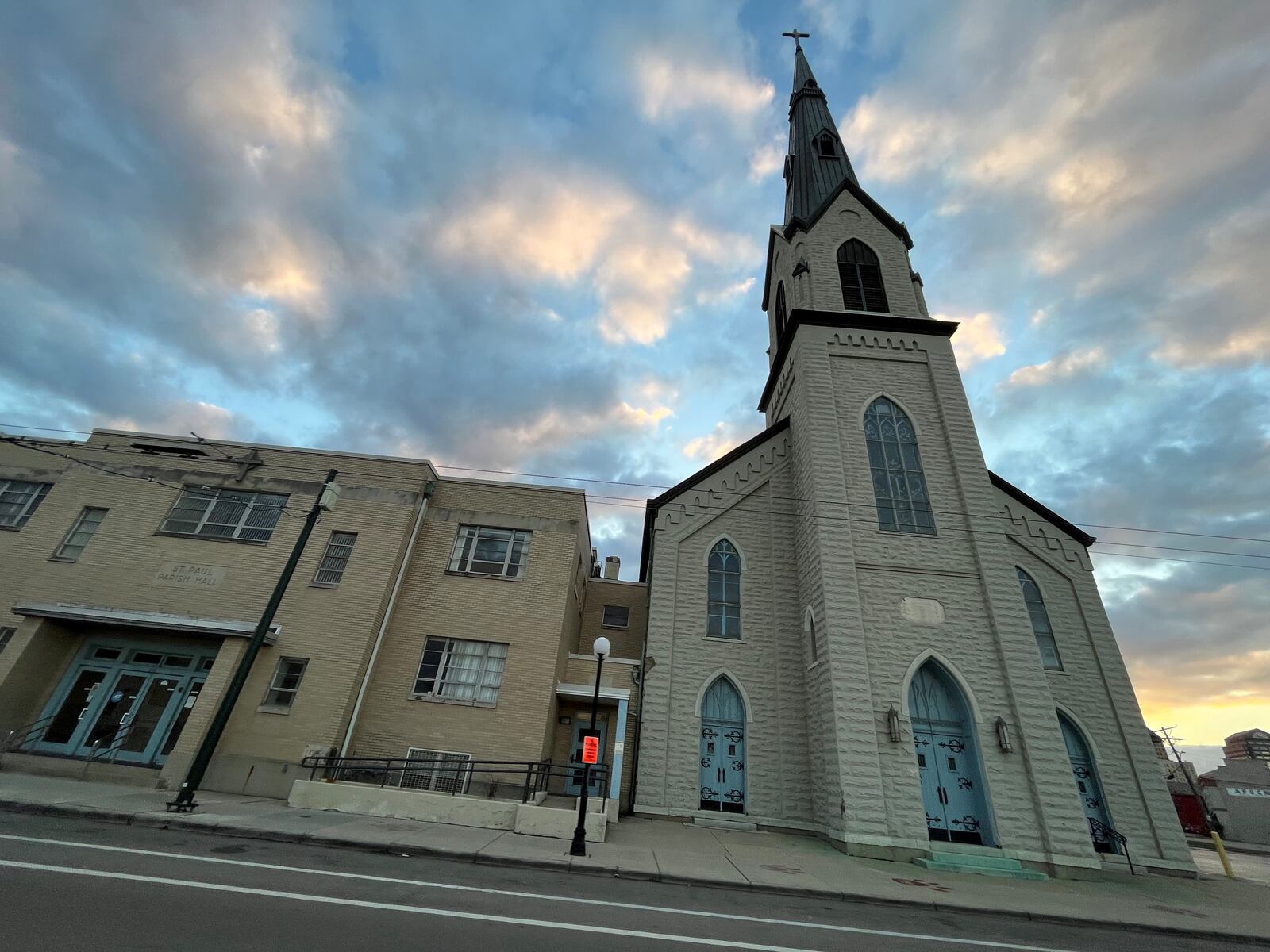 Weyland Ventures, a Kentucky-based developer, wants to turn St. Paul Evangelical Lutheran Church and parish hall at 239 Wayne Ave. in the Oregon District into a new boutique hotel and possibly a restaurant and event space. The developer proposes building a new, three-story hotel building just north of the church. CORNELIUS FROLIK / STAFF