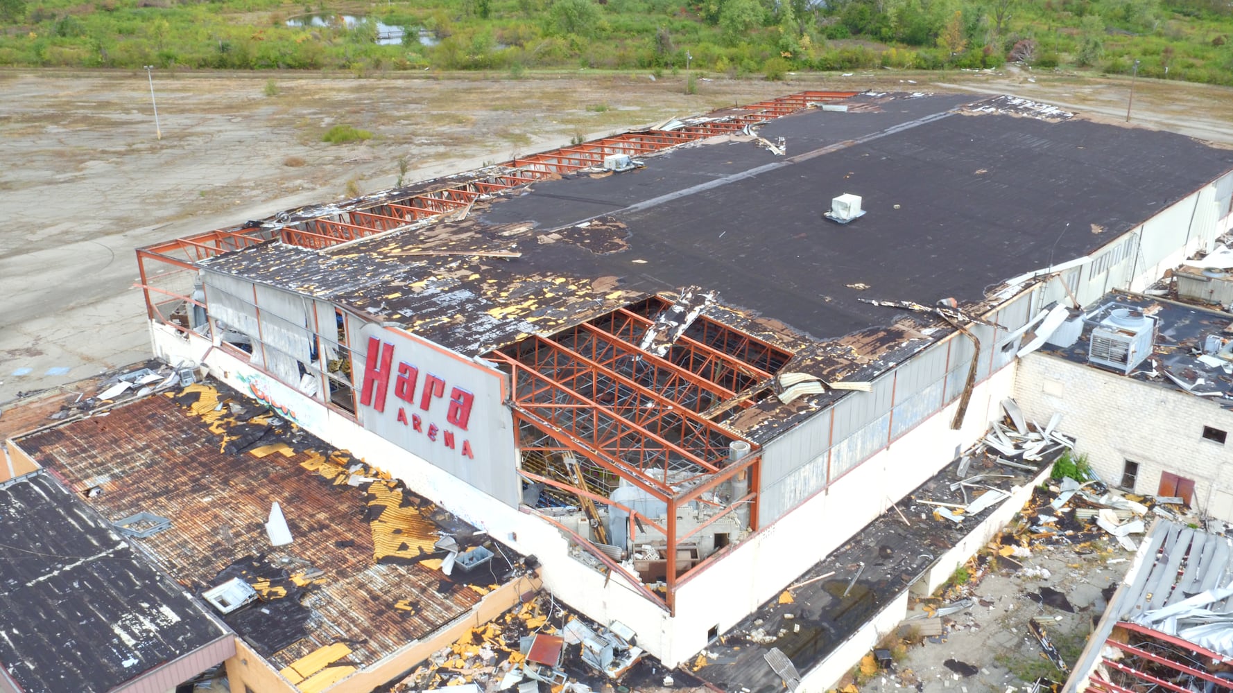 PHOTOS: What tornado-damaged Hara Arena looks like from above