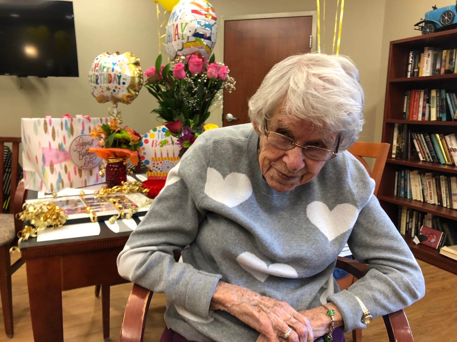 Glendora "Doe" Bicknell celebrated her 100th birthday Tuesday afternoon, the second time she has been alive on 2-22-22. RICK McCRABB/STAFF