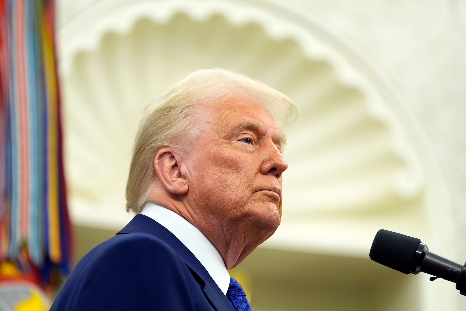 President Donald Trump speaks as Tulsi Gabbard is sworn in as the Director of National Intelligence in the Oval Office of the White House, Wednesday, Feb. 12, 2025, in Washington. (Photo/Alex Brandon)