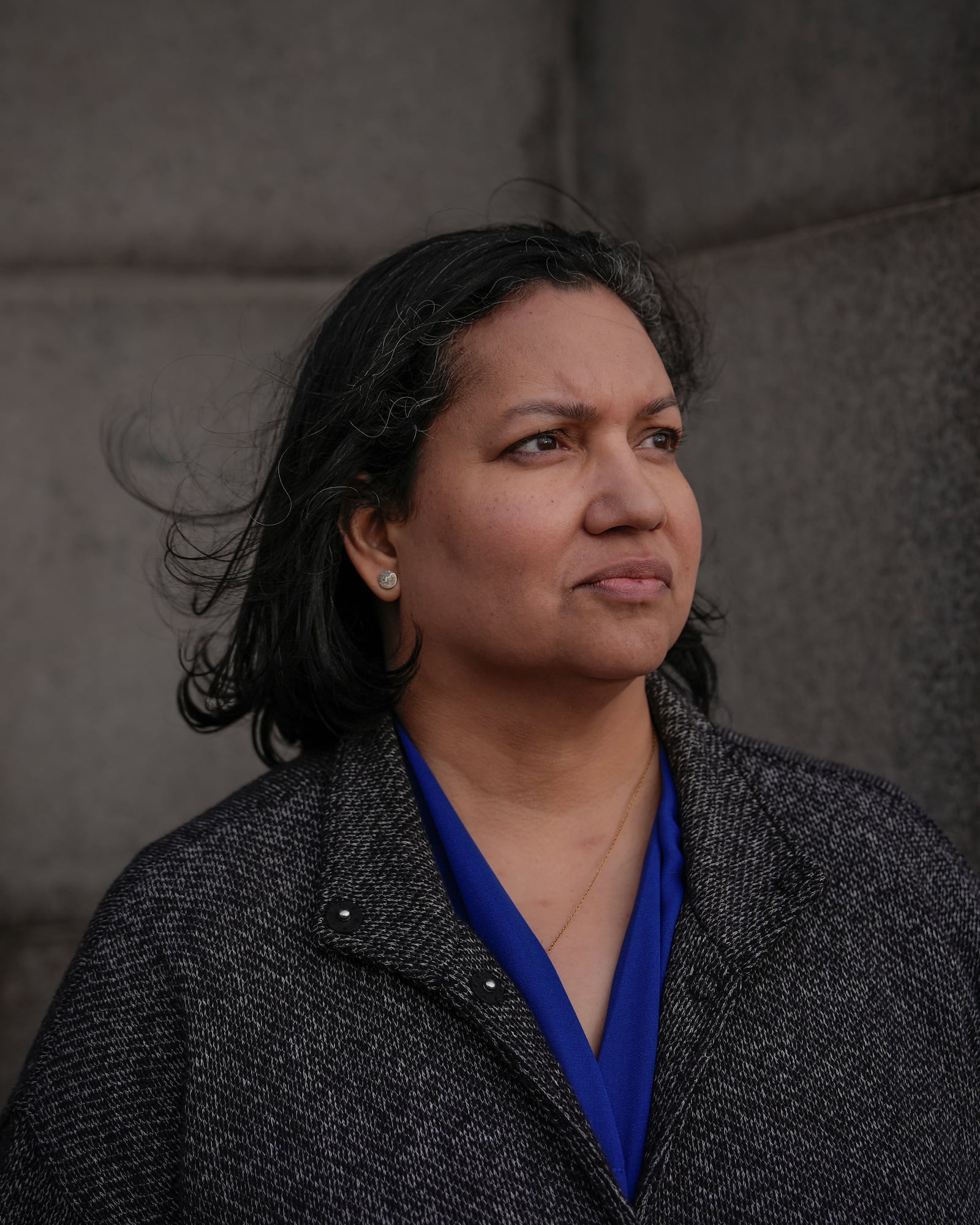 Karen Ortiz, an administrative judge at the Equal Employment Opportunity Commission, poses for photos, Wednesday, Feb. 26, 2025, in New York. (AP Photo/Julia Demaree Nikhinson)