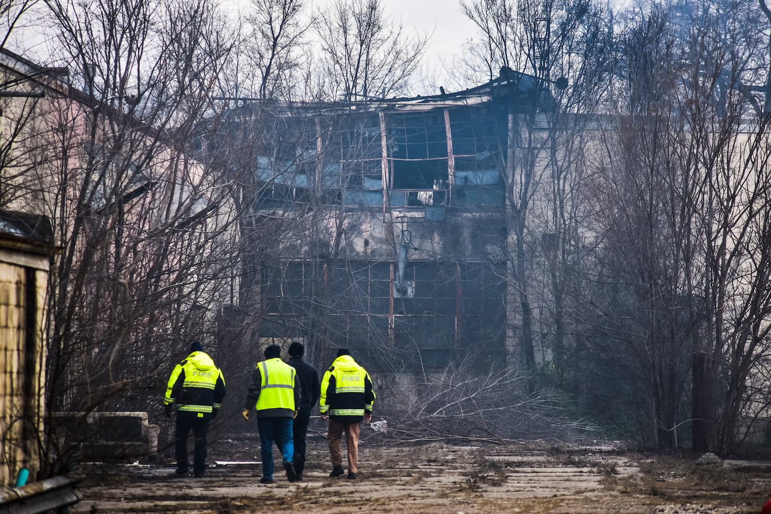 Aftermath of vacant warehouse fire in Middletown