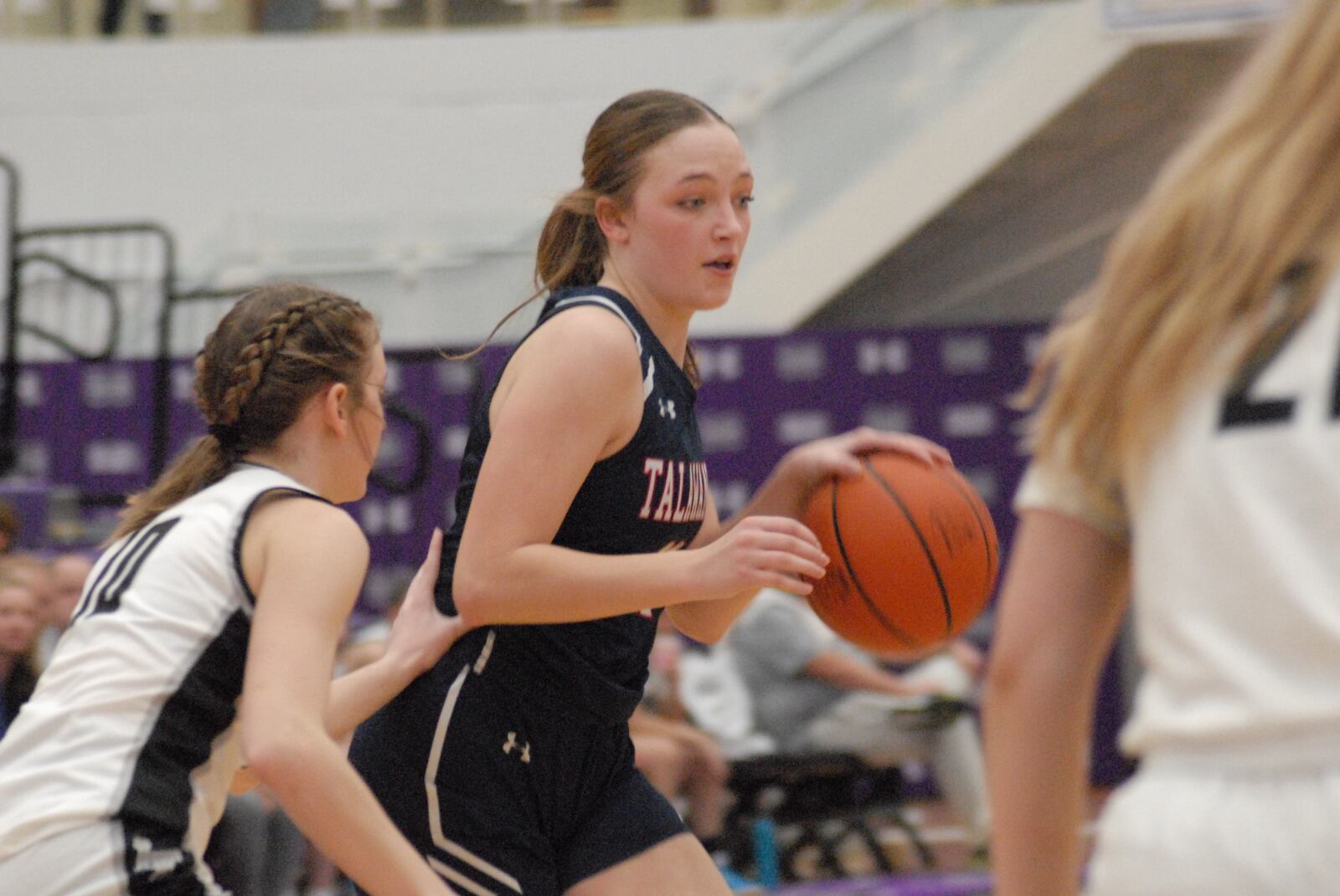 Talawanda's Grace Richardson is guarded by Lakota East's Addyson Johnson (10) on Thursday night at Middletown. Chris Vogt/CONTRIBUTED