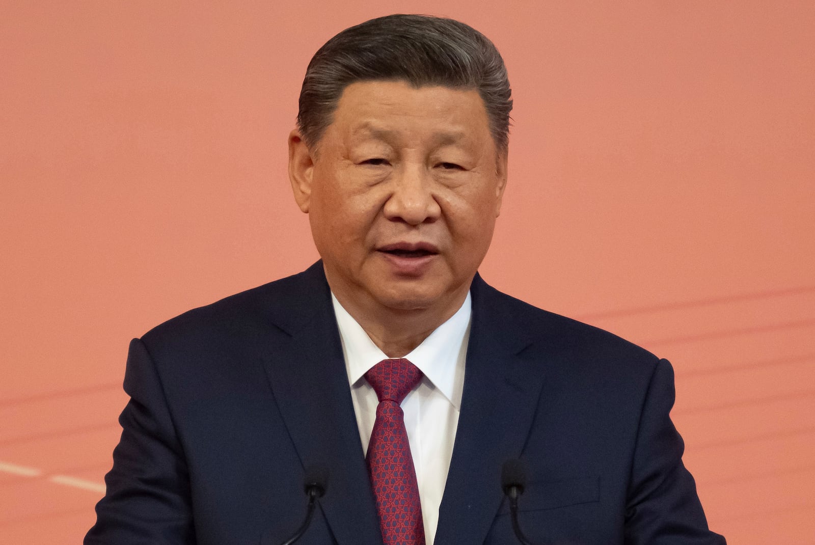 FILE - Chinese President Xi Jinping delivers his speech during a welcoming dinner in Macao, Thursday, Dec. 19, 2024. (AP Photo/Anthony Kwan, Pool)