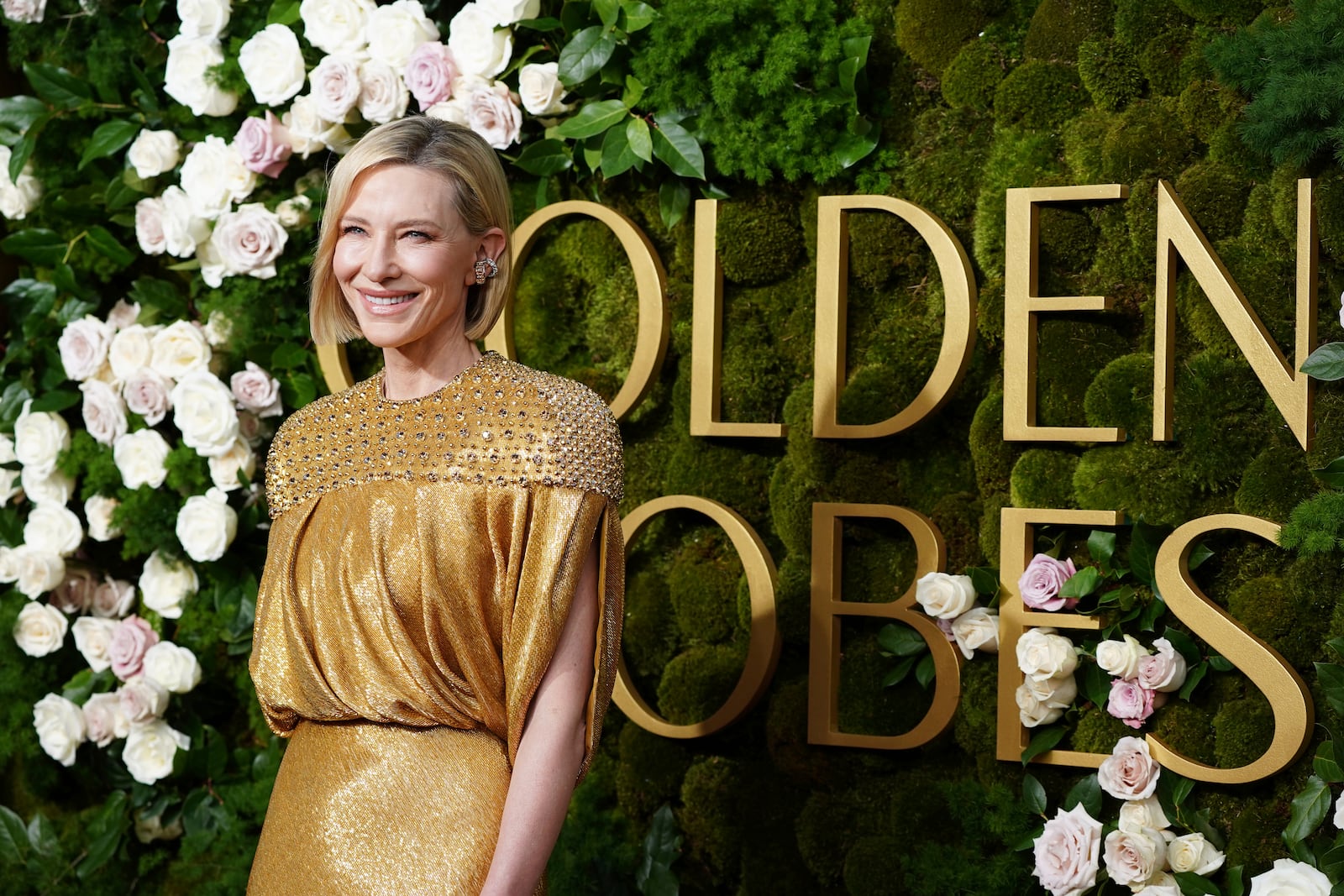 Cate Blanchett arrives at the 82nd Golden Globes on Sunday, Jan. 5, 2025, at the Beverly Hilton in Beverly Hills, Calif. (Photo by Jordan Strauss/Invision/AP)