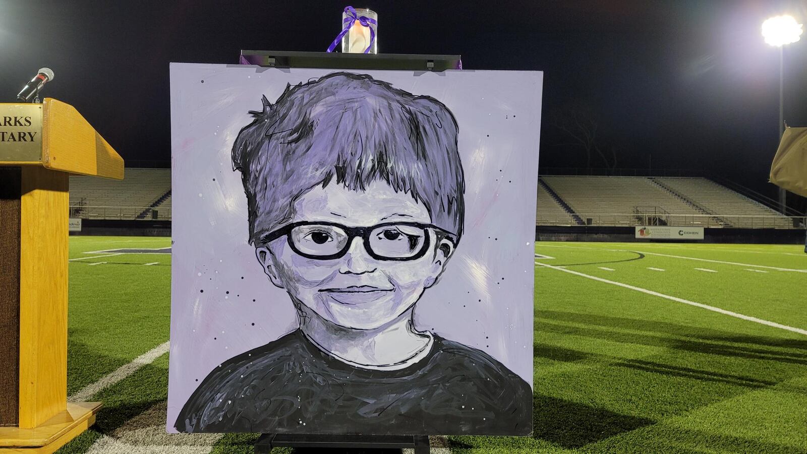 A crowd gathered at Barnitz Stadium in Middletown on Tuesday night, March 2, 2021, to honor 6-year-old James Hutchinson, who police say was killed by his mother last week. NICK GRAHAM / STAFF