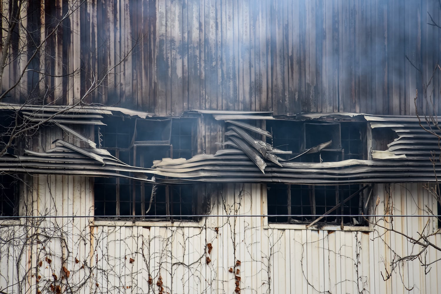 Aftermath of vacant warehouse fire in Middletown