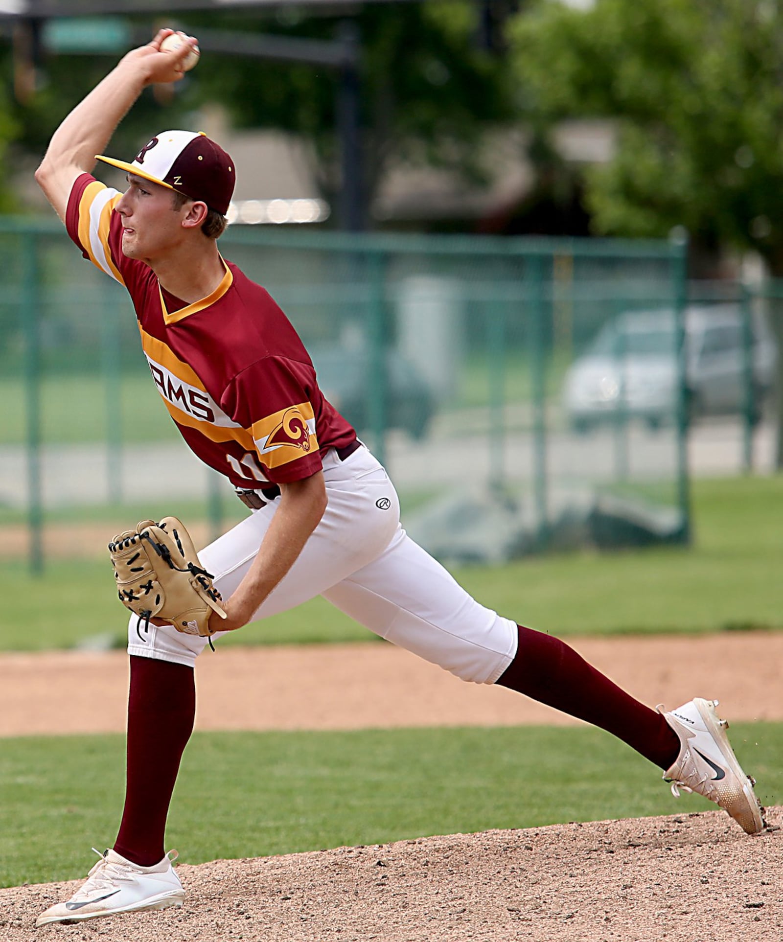 Ross reliever Montana Allgaier sends the ball toward the plate Friday during a Division II regional semifinal against Columbus DeSales at Mason. CONTRIBUTED PHOTO BY E.L. HUBBARD