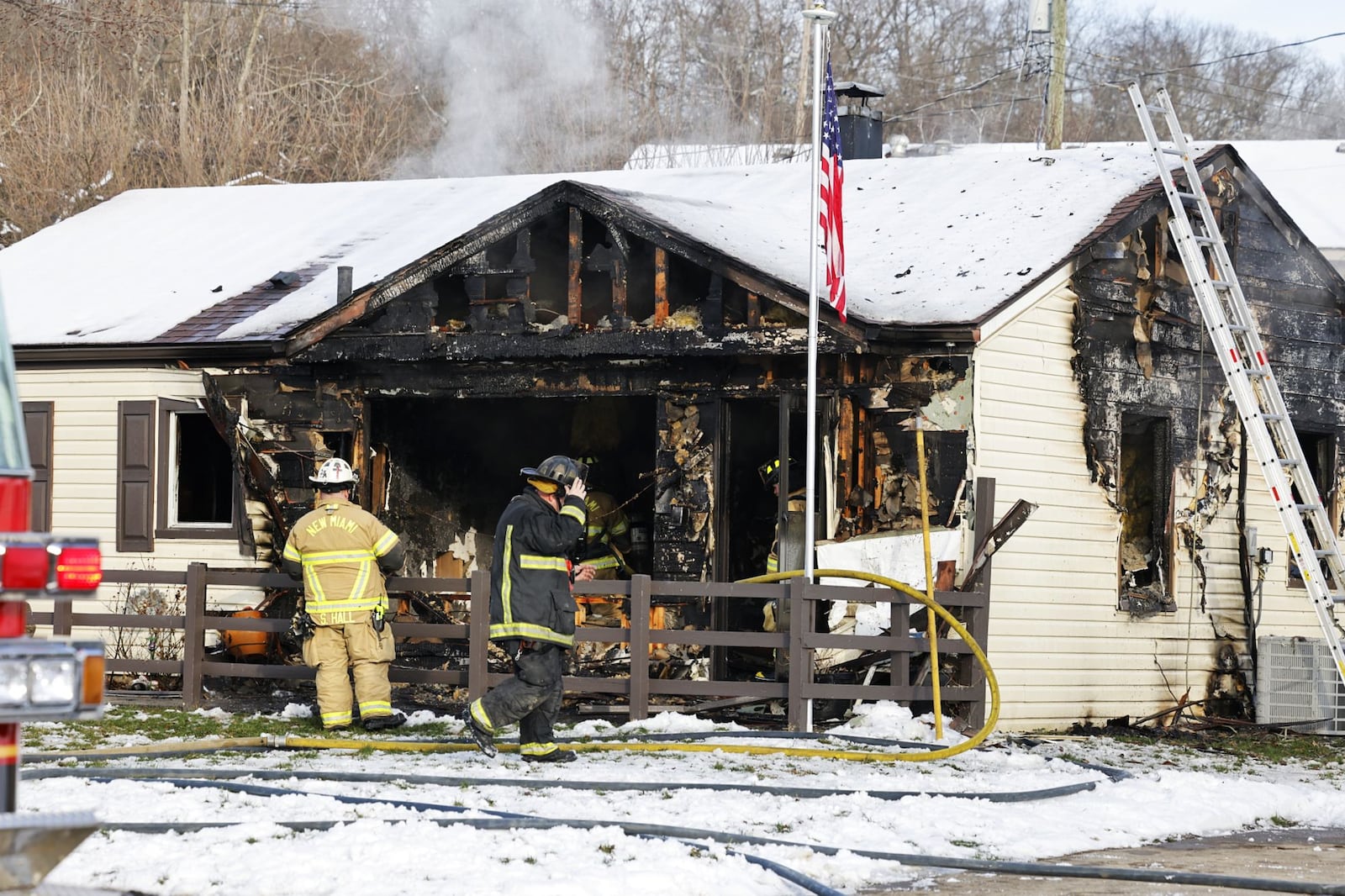 St. Clair Twp. firefighters battled a fire Tuesday morning in Sharon Park. Nick Graham/STAFF