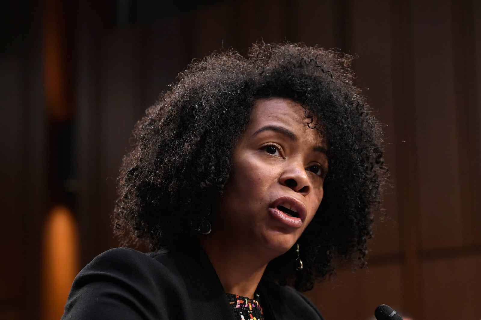 FILE - U.S. Center for SafeSport Chief Executive Officer Ju'Riese Colón testifies on Capitol Hill in Washington, Feb. 5, 2020. (AP Photo/Susan Walsh, File)