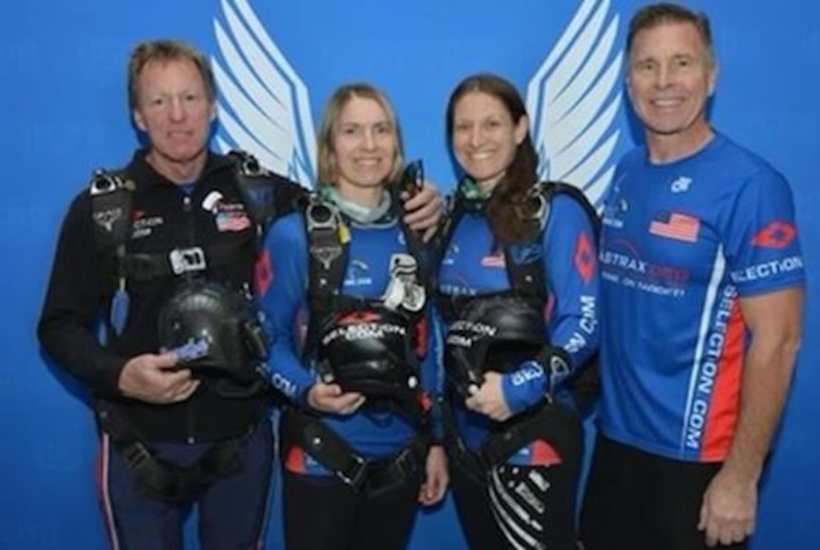 Four members of Team Fastrax, a Middletown-based skydiving team, won a Gold Medal recently at the U.S. Parachuting Championships in Arizona. Pictured from left, Brian Pangburn, Yuliya Pangburn, Nicole Condrey and John Hart. SUBMITTED PHOTO