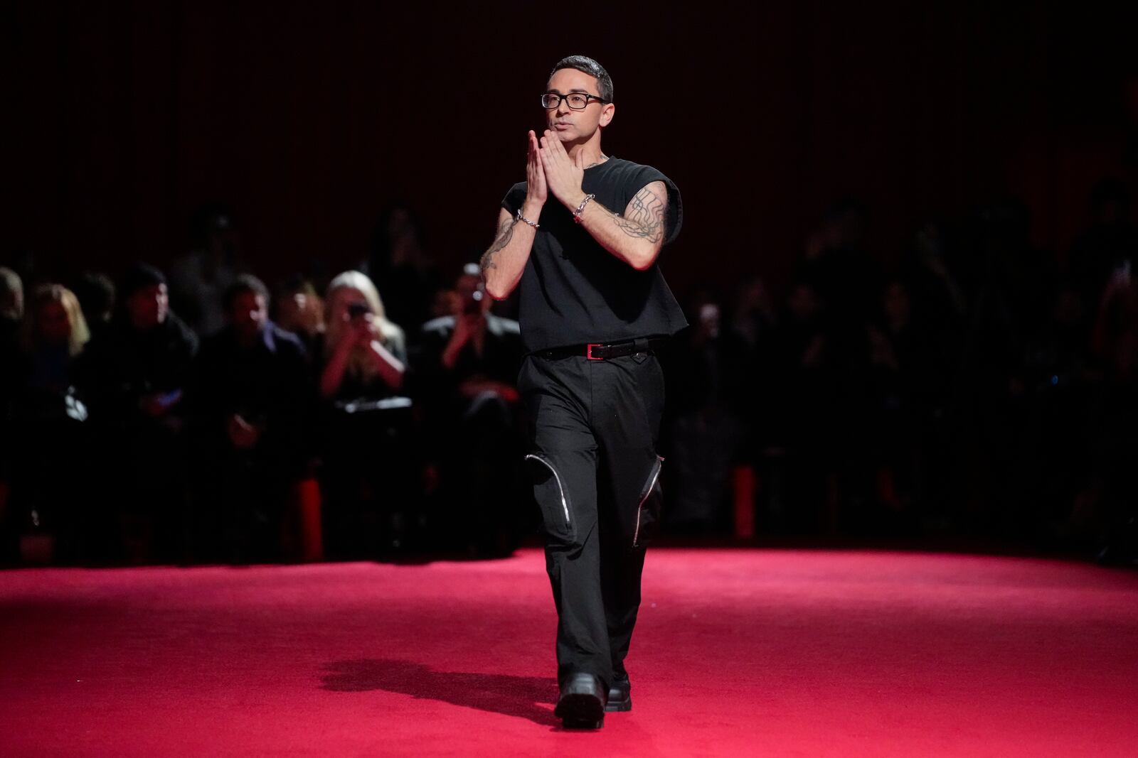 Christian Siriano walks the runway during the Christian Siriano Fall/Winter 2025 fashion show at Chelsea Industrial during New York Fashion Week on Thursday, Feb. 6, 2025, in New York. (Photo by Charles Sykes/Invision/AP)