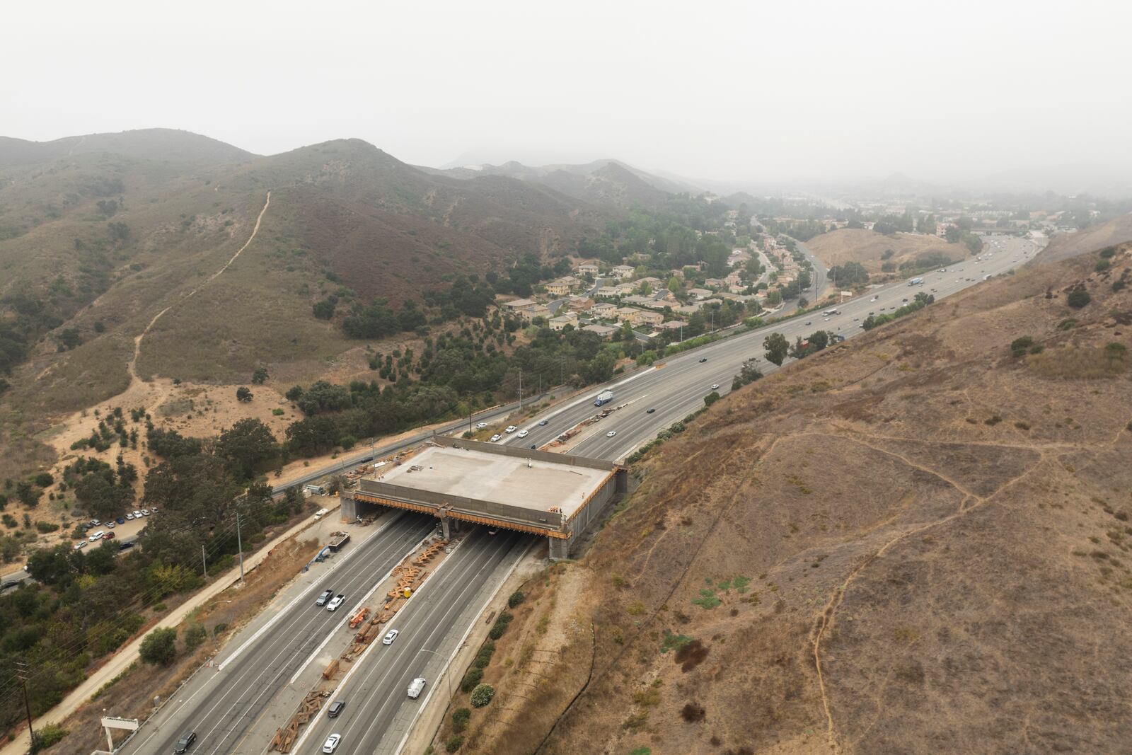 FILE - This photo shows the Wallis Annenberg Wildlife Crossing over the 101 Freeway in Agoura Hills, Calif., Oct. 15, 2024. (AP Photo/Jae C. Hong, File)