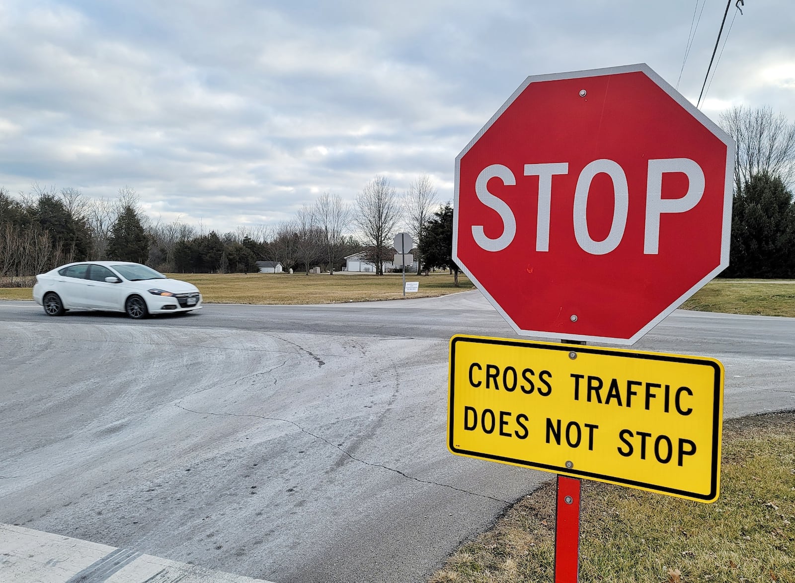 A roundabout will be built at Ohio 122 and Elk Creek Road in Madison Twp., according to the Ohio Department of Transportation. The project is expected to begin in 2014 and be completed in 2015. NICK GRAHAM/STAFF