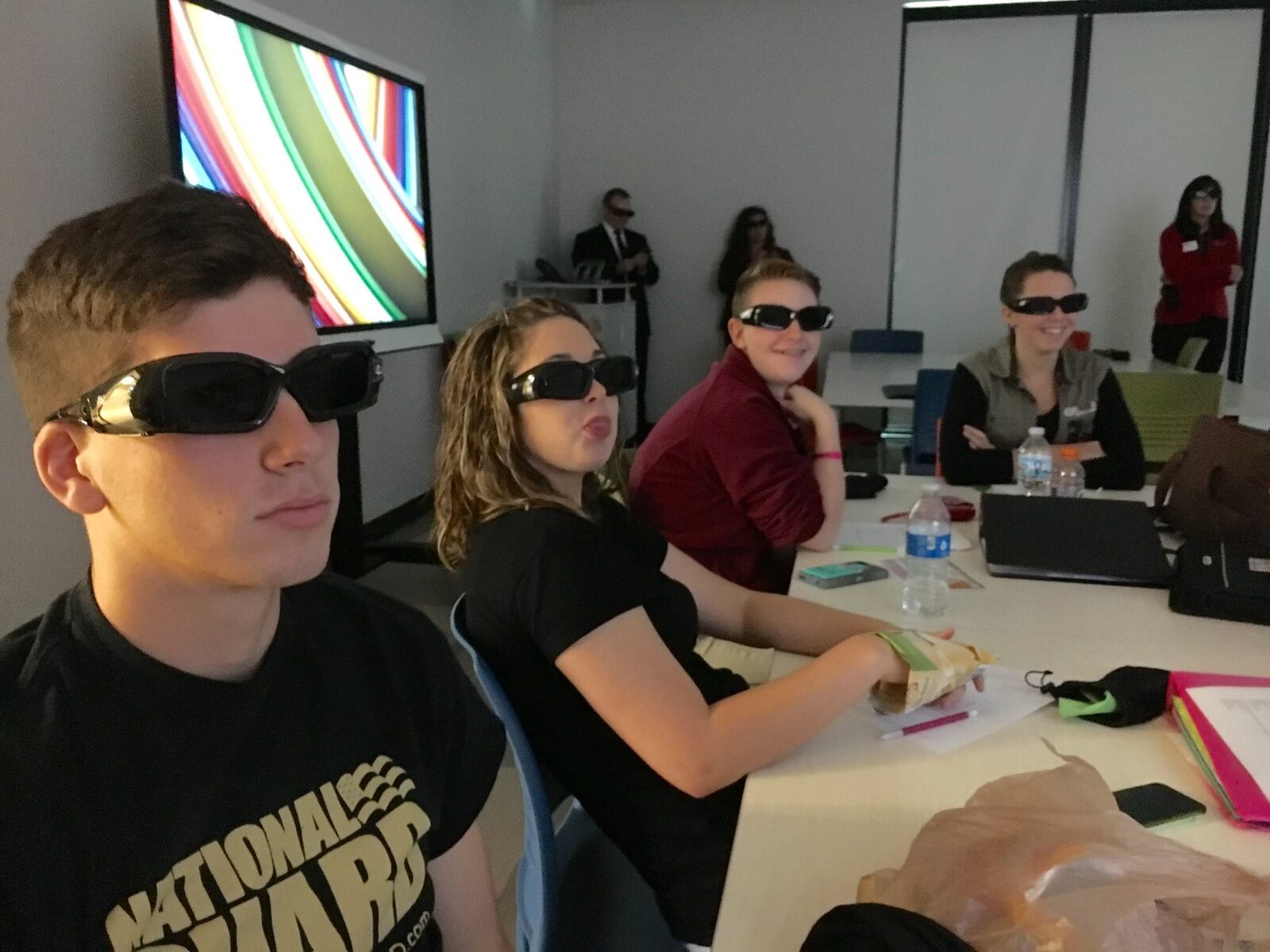 High school students at Butler Tech’s Bioscience building are now using 3-D glasses to help them better understand chemistry. The glasses are new this school year and popular with the juniors and seniors at the West Chester Twp. campus. MICHAEL D. CLARK/STAFF