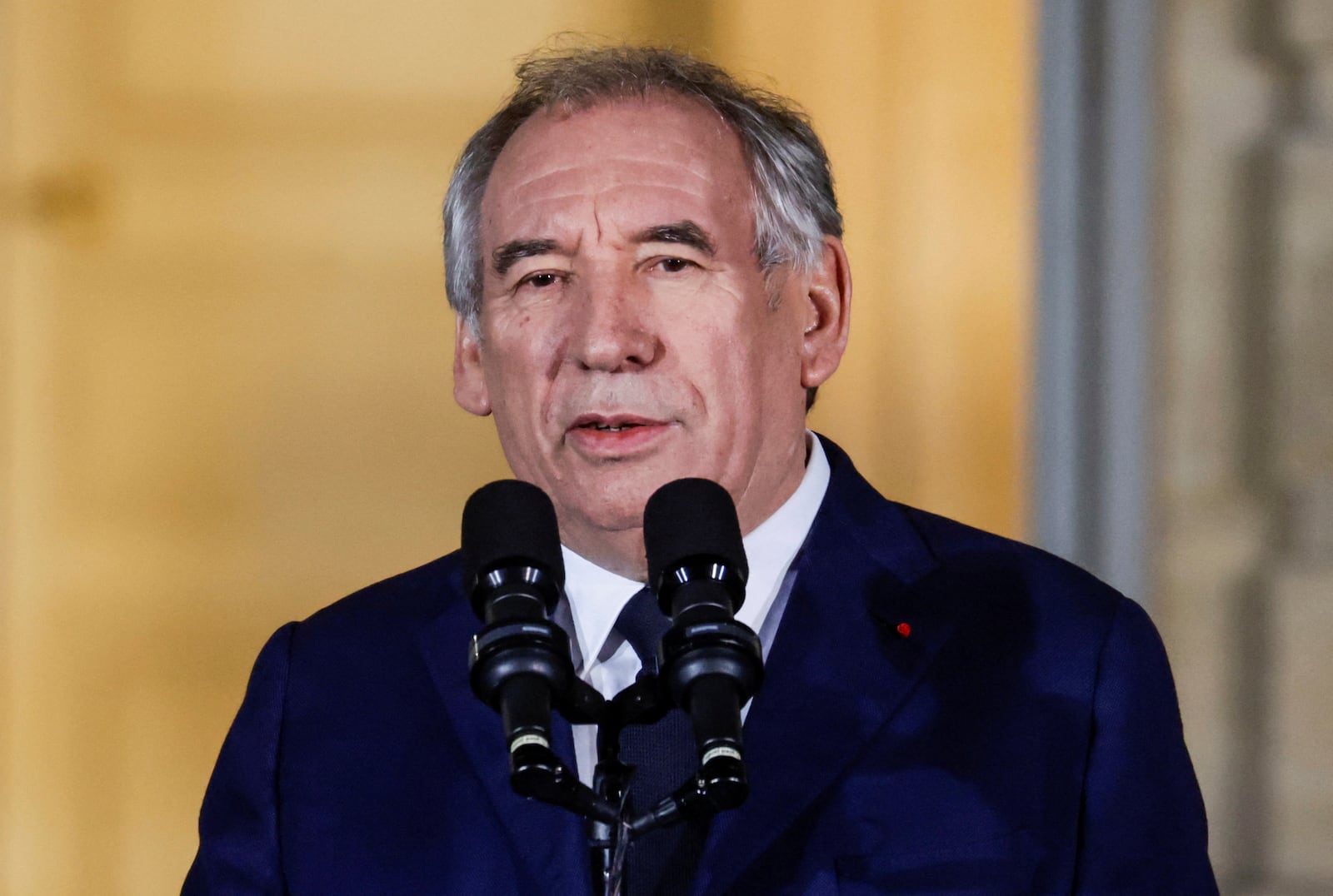 France's newly appointed Prime Minister Francois Bayrou speaks after the handover ceremony at the Hotel Matignon , the Prime Minister residence, in Paris, Friday Dec. 13, 2024.( Abdul Saboor, Pool via AP)