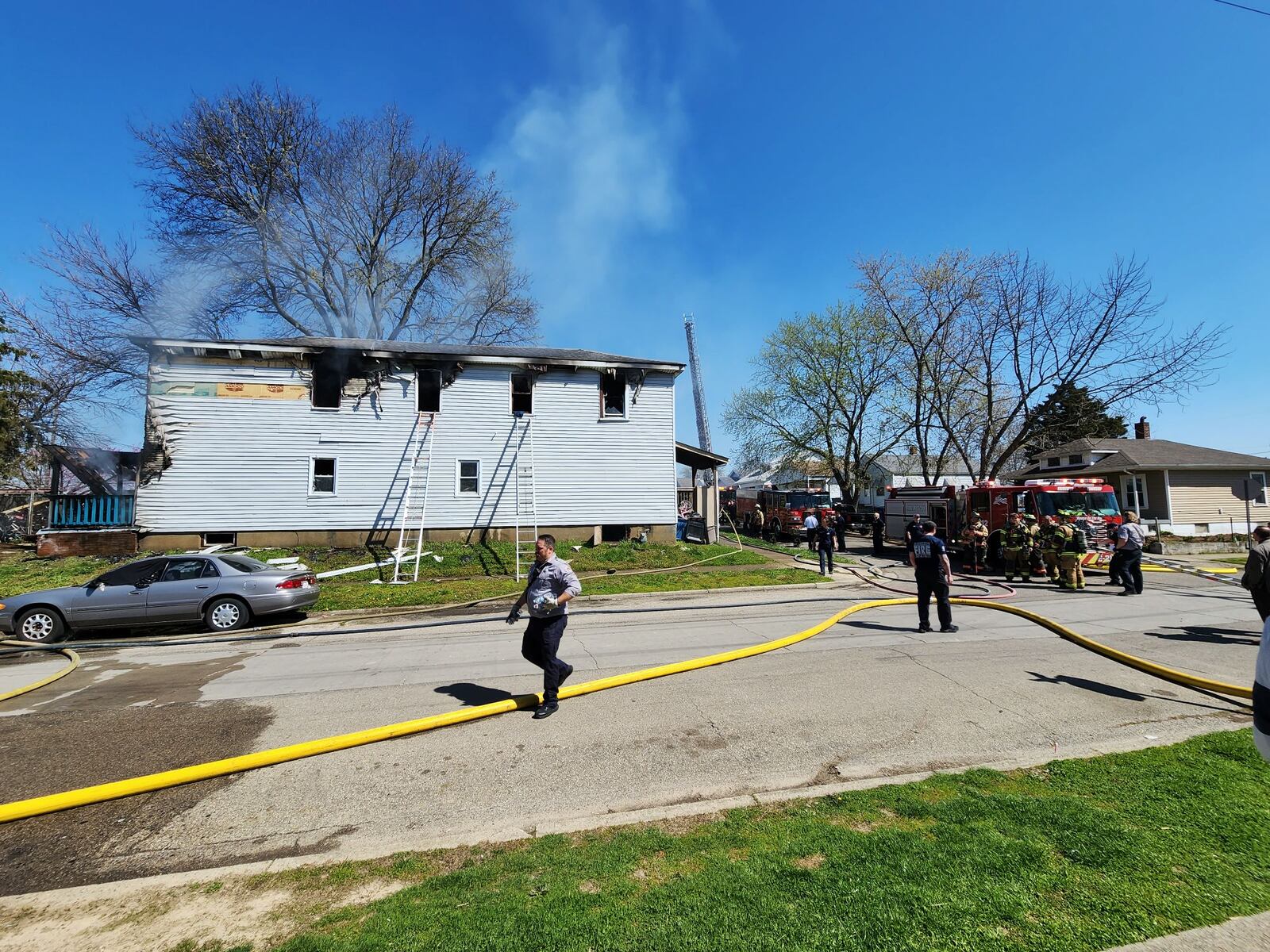 Fire crews responded to a fire on See Avenue in Hamilton just before 11:30 a.m. on Tuesday, April 11, 2023, for a structure fire. NICK GRAHAM/STAFF