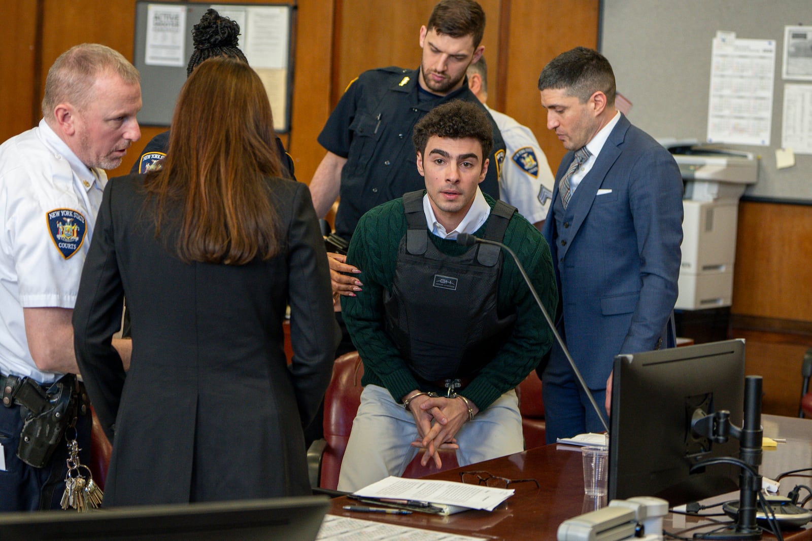 Luigi Mangione, accused of fatally shooting the UnitedHealthcare CEO Brian Thompson in New York City and leading authorities on a five-day search is scheduled, appears in court for a hearing, Friday, Feb. 21, 2025, in New York. (Steven Hirsch/New York Post via AP, Pool)