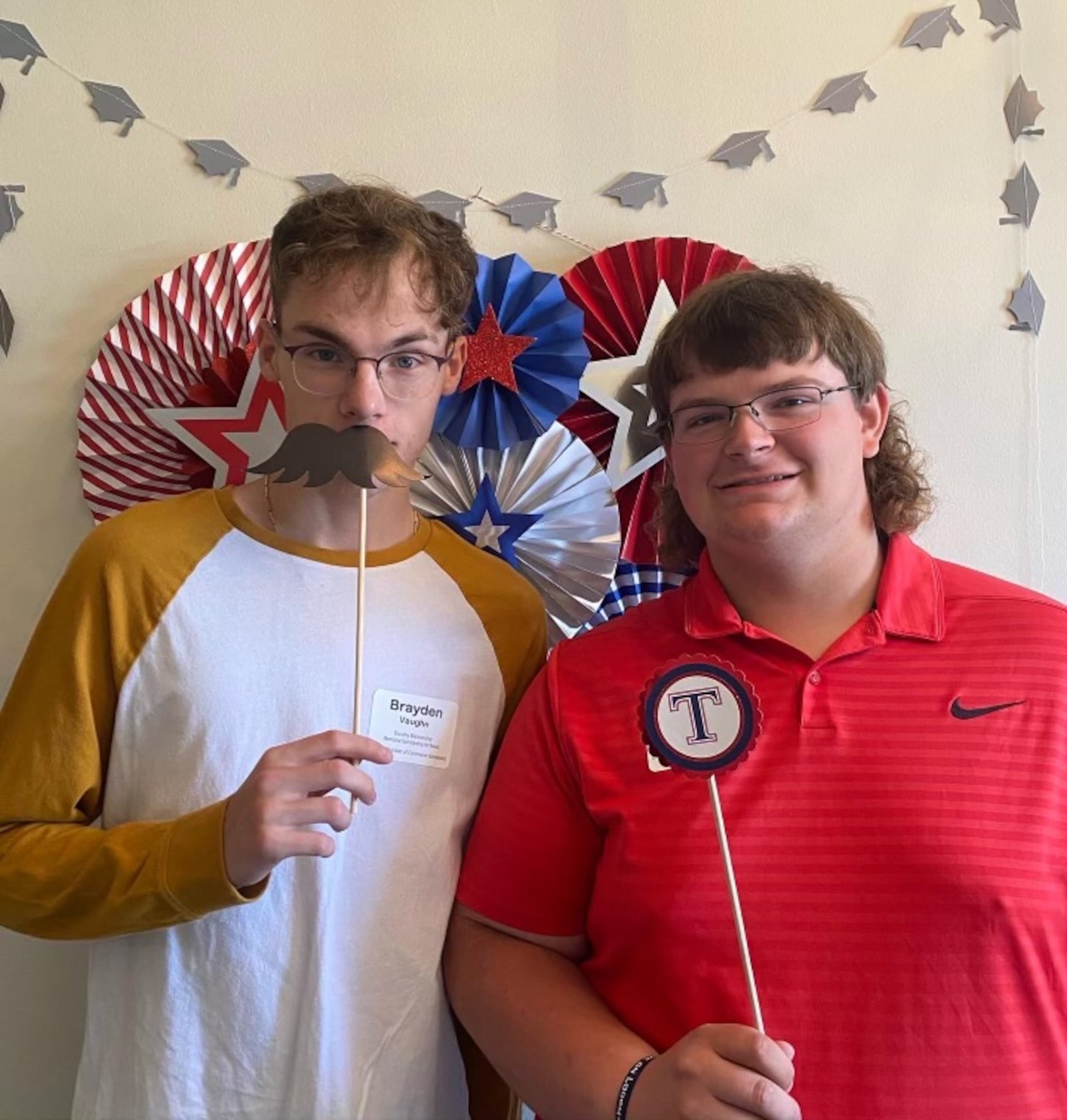 Among the graduating seniors on hand for the scholarship ice cream social were from left, Brayden Vaughn and Gunner Green. CONTRIBUTED