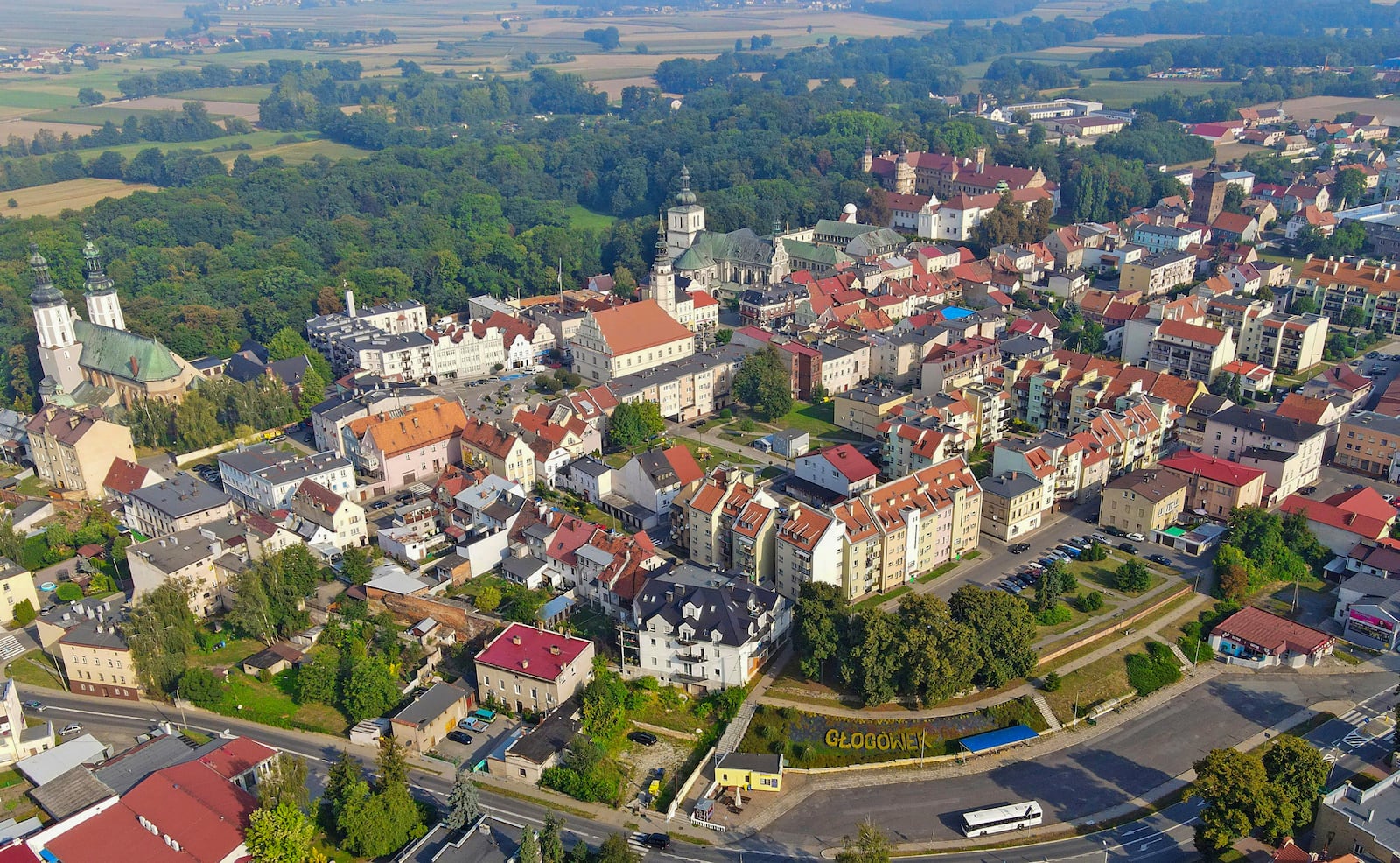 This photo released by Glogowek Town Hall shows Glogowek Castle, top right, in Glogowek, Poland, Aug. 5, 2022. (Glogowek Town Hall/Stanislaw Stadnicki via AP)