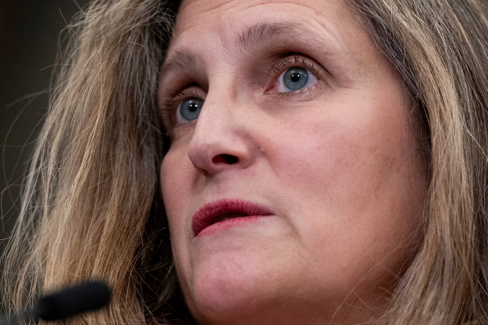 FILE - Minister of Finance and Deputy Prime Minister Chrystia Freeland delivers remarks on Parliament Hill in Ottawa, Ontario, on Wednesday, Dec. 11, 2024. (Spencer Colby/The Canadian Press via AP, File)