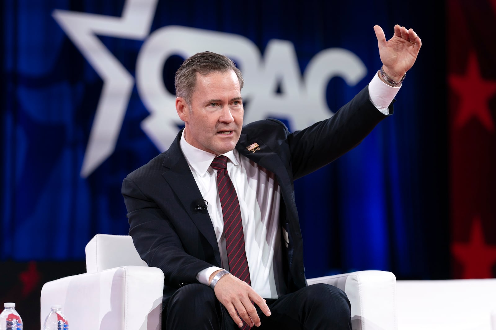 White House national security adviser Mike Waltz speaks at the Conservative Political Action Conference, CPAC, at the Gaylord National Resort & Convention Center, Friday, Feb. 21, 2025, in Oxon Hill, Md. (AP Photo/Jose Luis Magana)