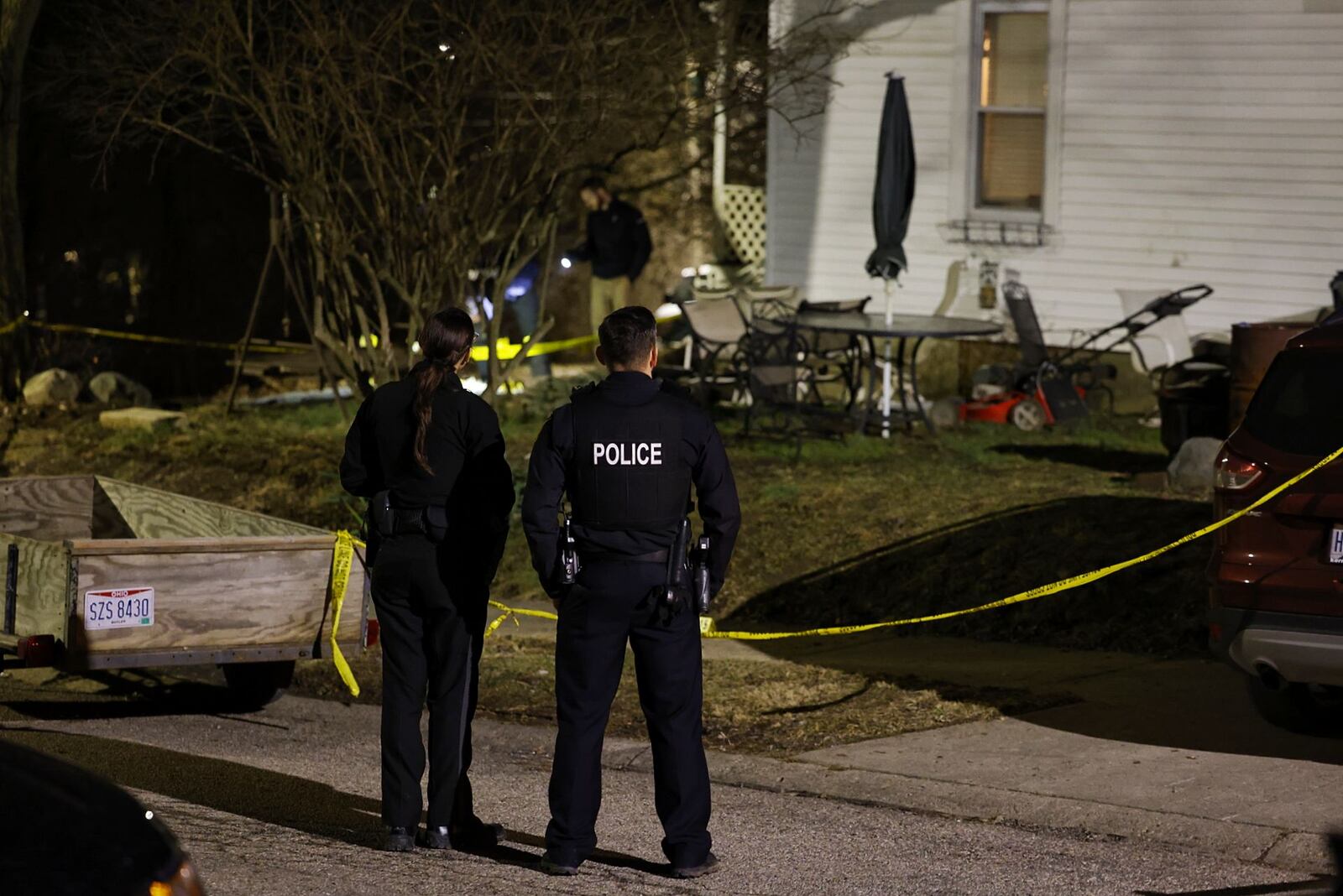 Police are on the scene of a double shooting on Summer Street in Hamilton Feb. 21, 2022 NICK GRAHAM / STAFF