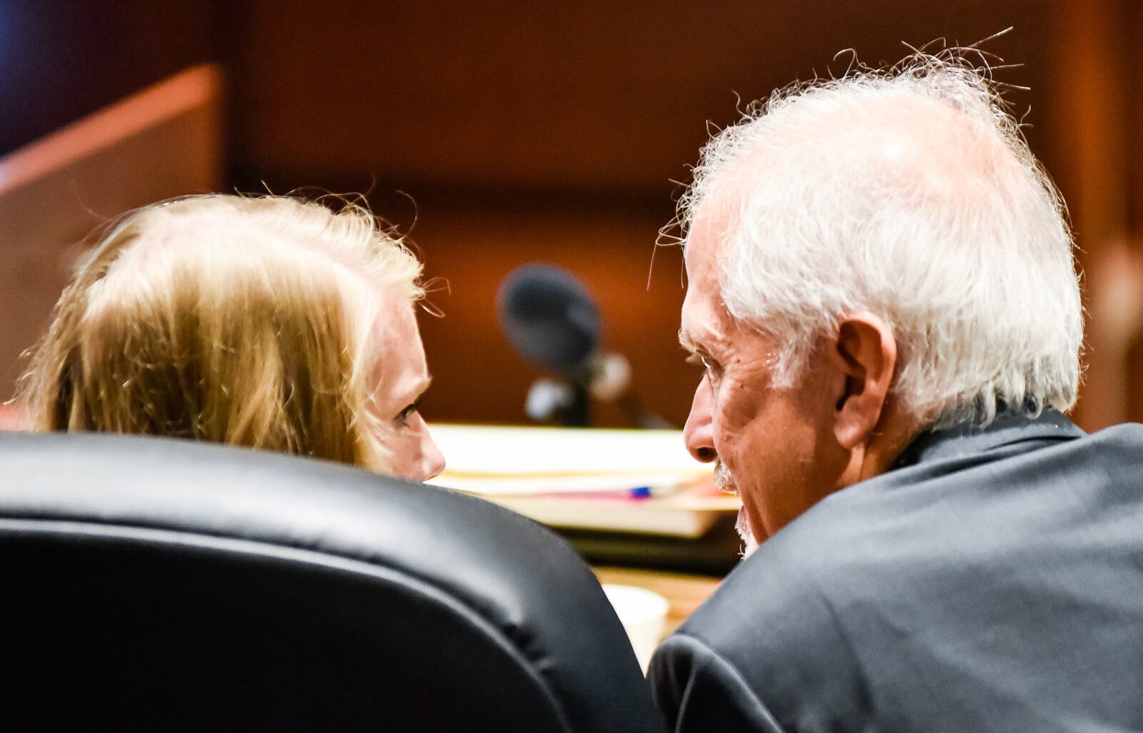 Brooke "Skylar" Richardson talks to her attorney Charles H. Rittgers during her trial Monday, September 9, 2019. The 20-year-old is accused of killing and burying her baby in the backyard of her Carlisle home. Richardson is charged with aggravated murder, involuntary manslaughter, gross abuse of a corpse, tampering with evidence and child endangerment in the death of her newborn infant. She faces the possibility of life in prison. NICK GRAHAM/JOURNAL-NEWS/POOL