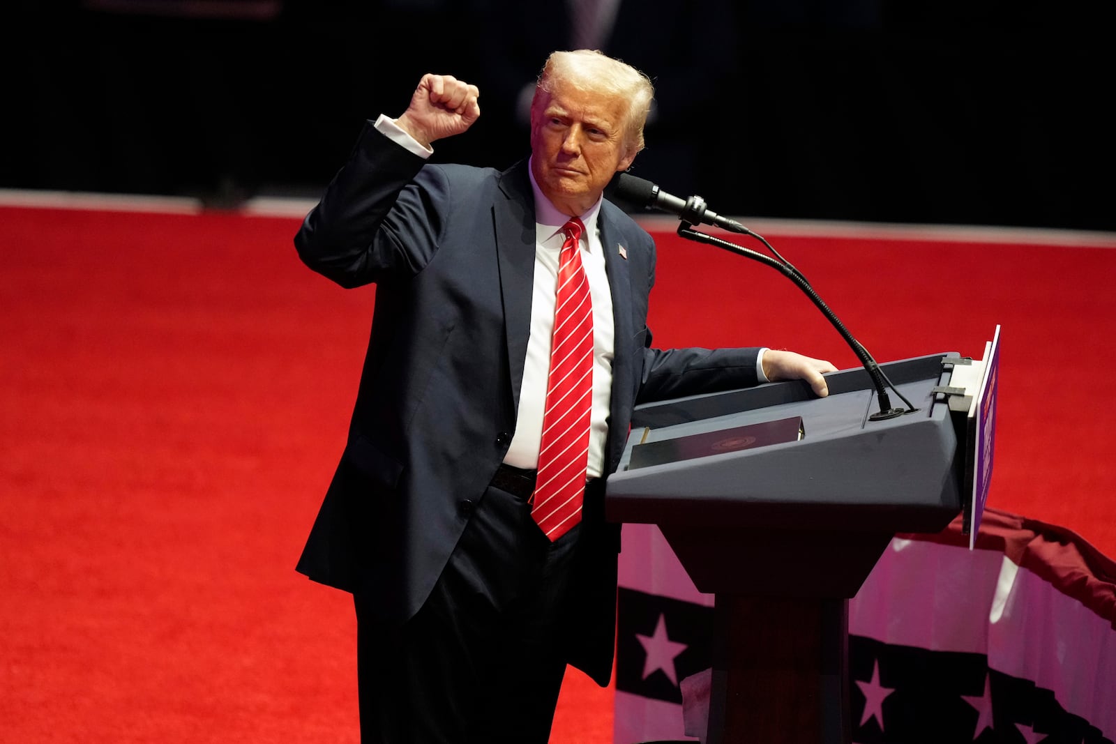 President-elect Donald Trump speaks at a rally ahead of the 60th Presidential Inauguration, Sunday, Jan. 19, 2025, in Washington. (AP Photo/Alex Brandon)