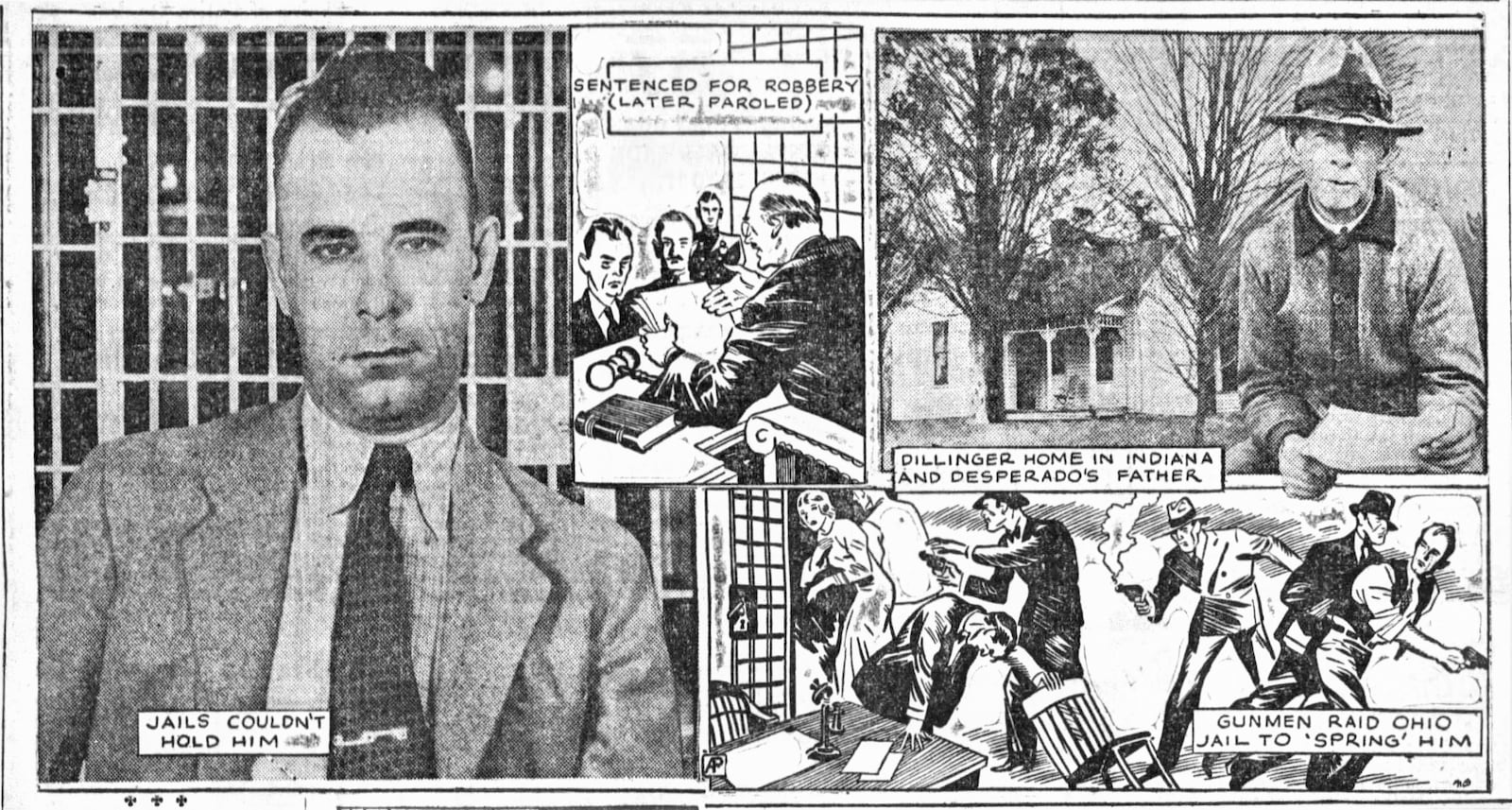 A Dayton Daily News newspaper clipping about John Dillinger from July 23, 1934. DAYTON DAILY NEWS ARCHIVES