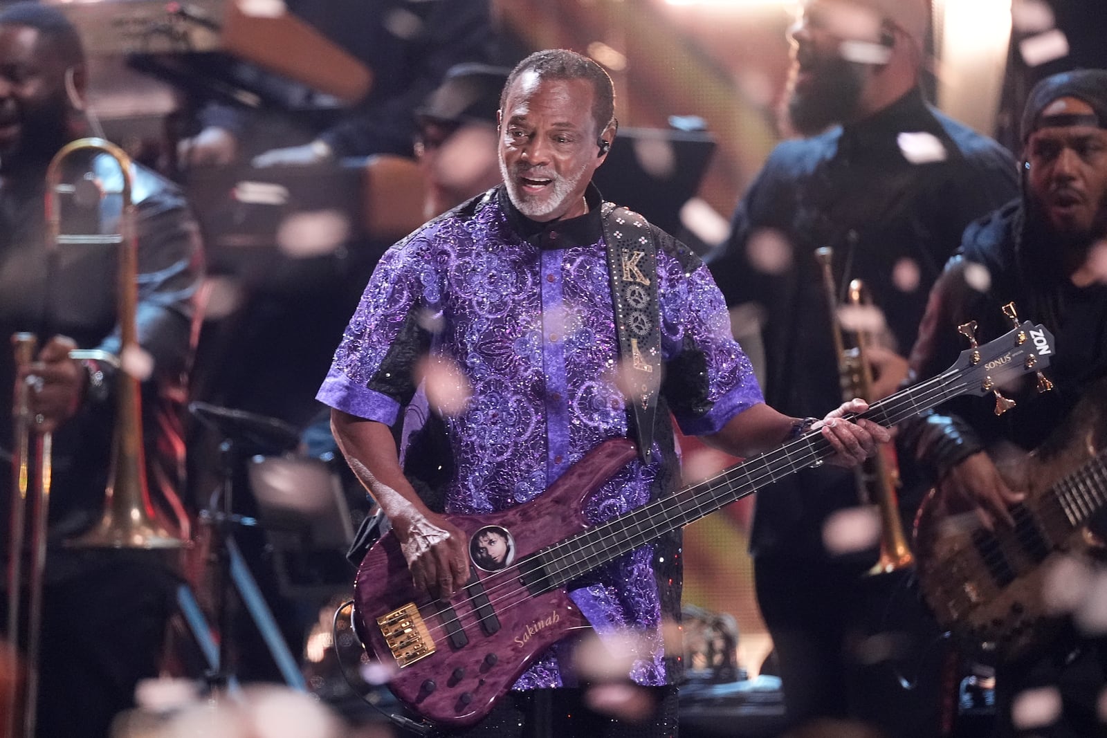 Robert "Kool" Bell of Kool & the Gang performs during the 39th Annual Rock & Roll Hall of Fame Induction Ceremony on Saturday, Oct. 19, 2024, at Rocket Mortgage FieldHouse in Cleveland. (AP Photo/Chris Pizzello)