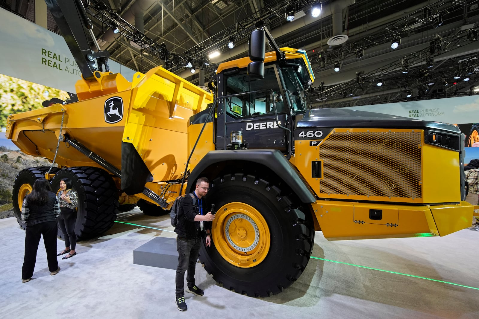 The Articulated Dump Truck is on display at the John Deere booth during the CES tech show Tuesday, Jan. 7, 2025, in Las Vegas. (AP Photo/John Locher)