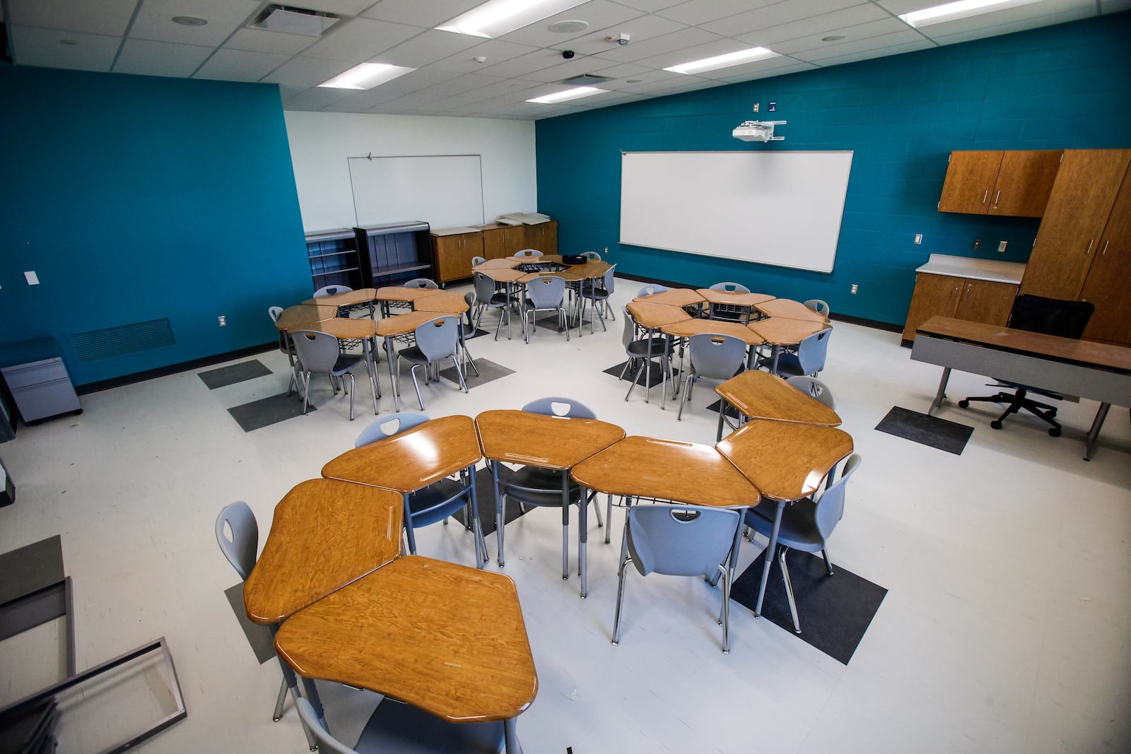 Construction continues on the new $49 million Carlisle school for grades pre-k through 12 Wednesday, July 30, 2020. The school is divided into sections for high school, middle school and elementary school and will consolidate four schools into one building.  NICK GRAHAM / STAFF