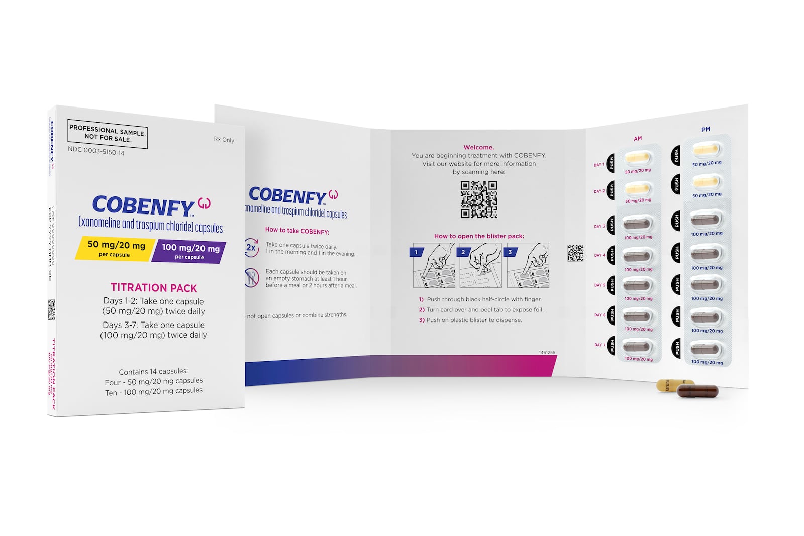 This image provided by Bristol Myers Squibb in October 2024 shows the company's drug Cobenfy, which the U.S. Food and Drug Administration approved for the treatment of schizophrenia in September 2024. (Bristol Myers Squibb via AP)