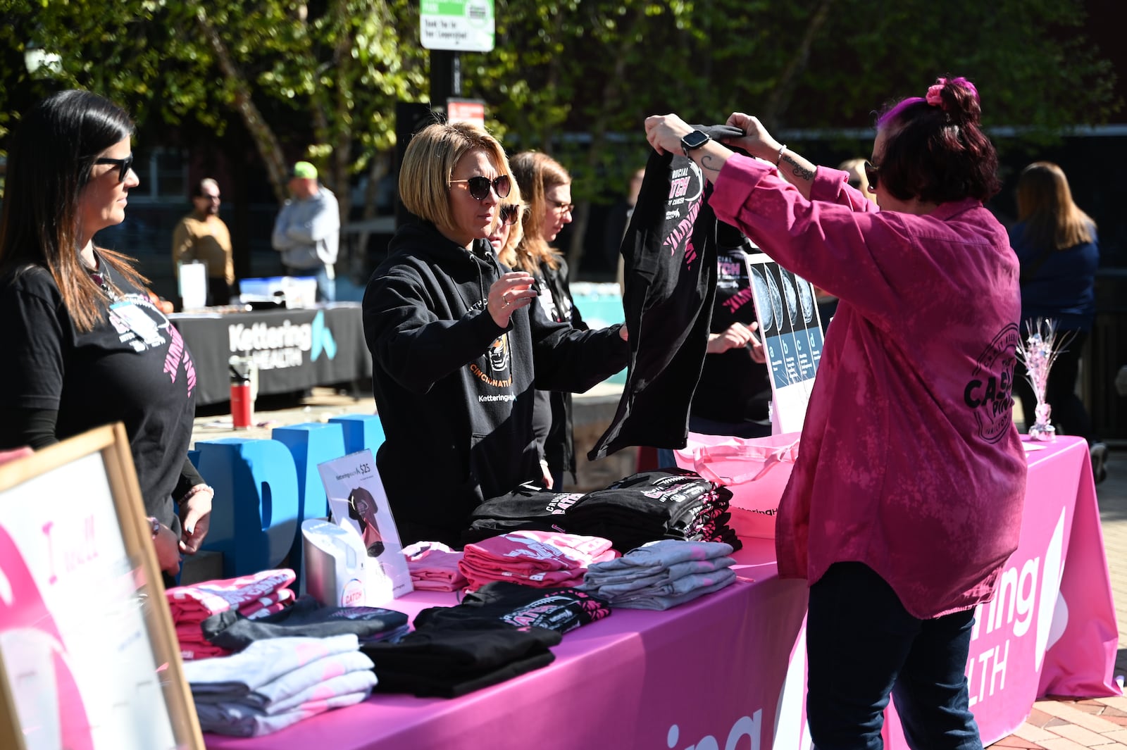 Kettering Health Hamilton hosted its annual Pink Around the Square, a women's health expo at Rotary Park on Friday, Oct. 18, 2024. The free event, which started in 2016, provides information about breast health and to celebrate and honor those affected by breast cancer. MICHAEL D. PITMAN/STAFF