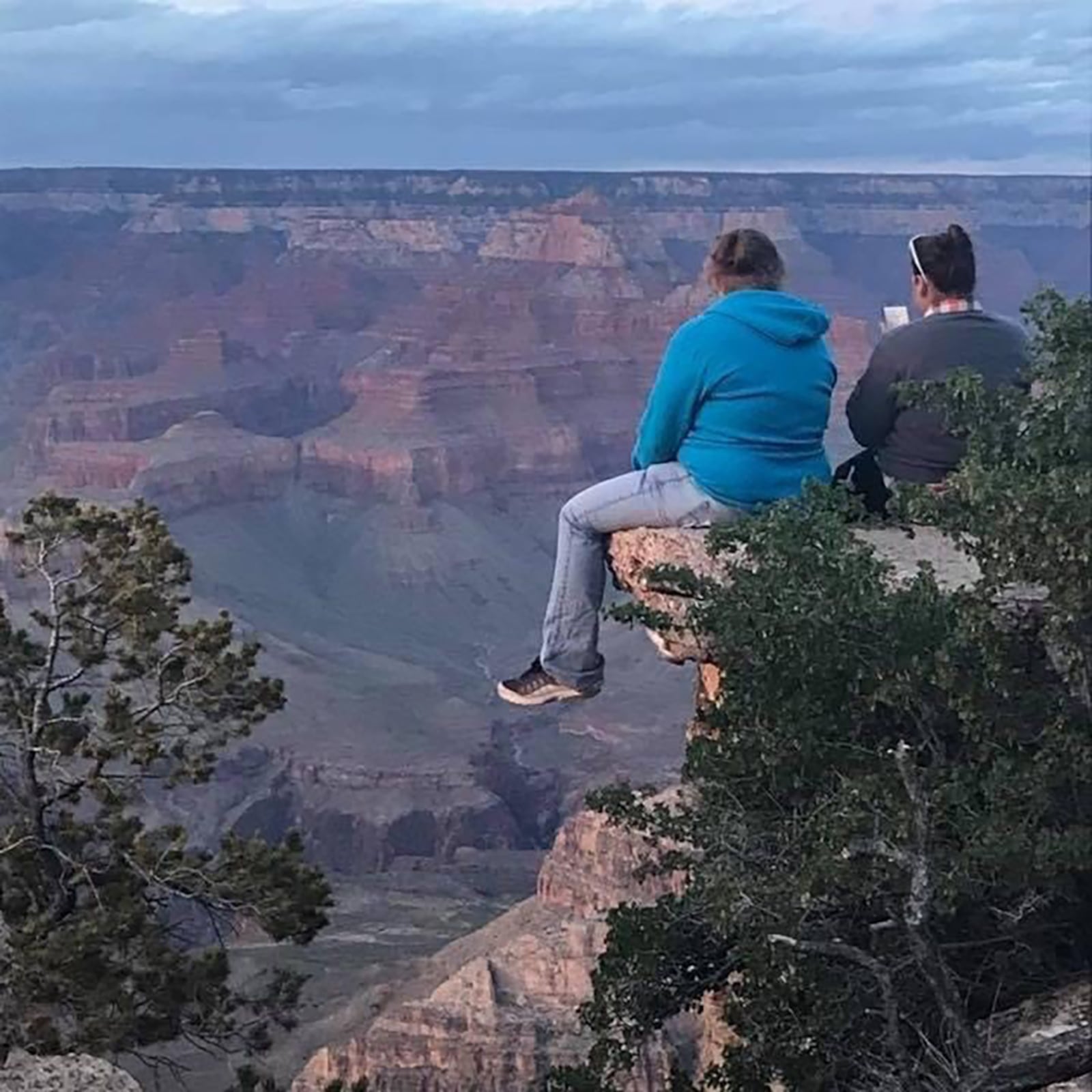 Tilton (L) and her high school friend and co driver, Jennifer Rowley visiting the Grand Canyon in April of 2017.