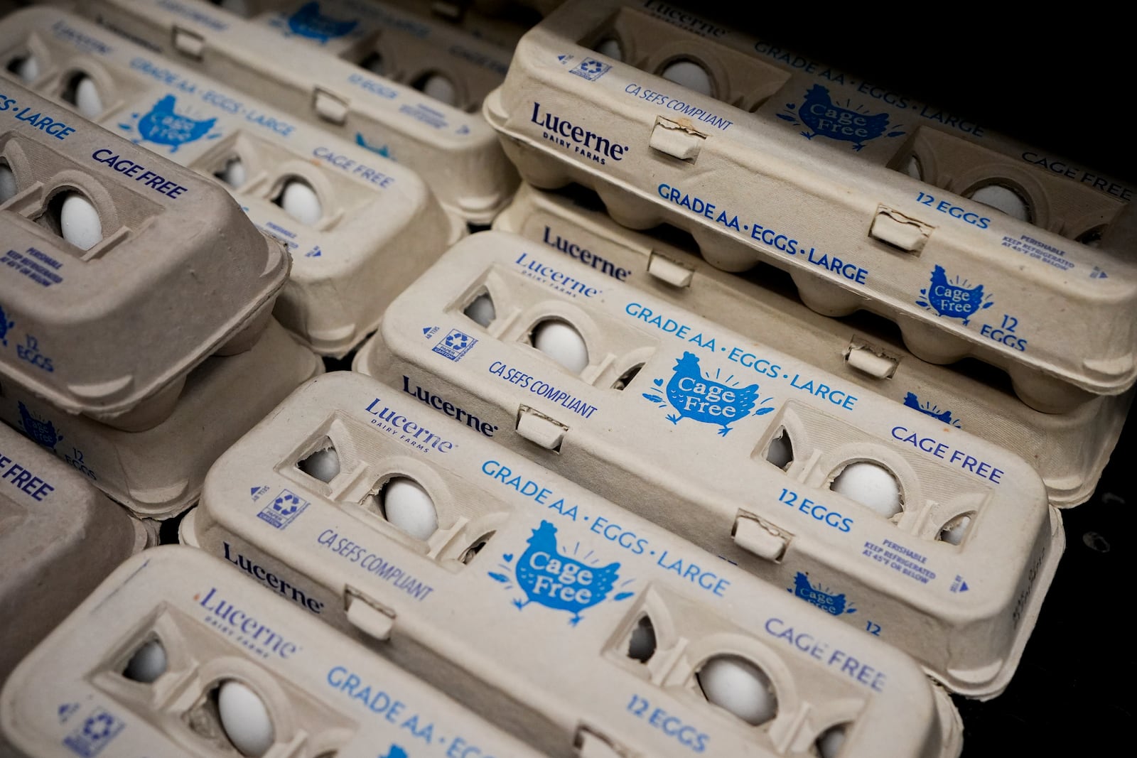 Lucerne eggs are seen for sale at a Safeway, Monday, Jan. 27, 2025, in Seattle. (AP Photo/Lindsey Wasson)