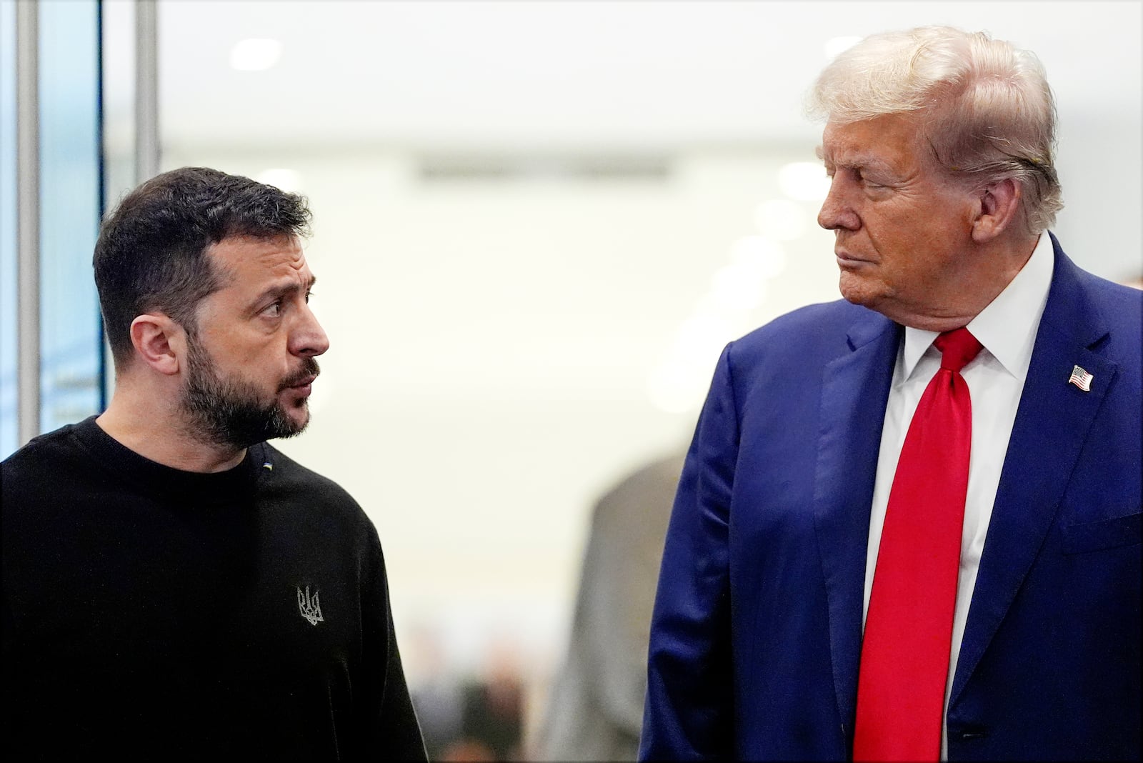 FILE - Former President Donald Trump meets with Ukrainian President Volodymyr Zelenskyy at Trump Tower, on Sept. 27, 2024, in New York. (AP Photo/Julia Demaree Nikhinson, File)