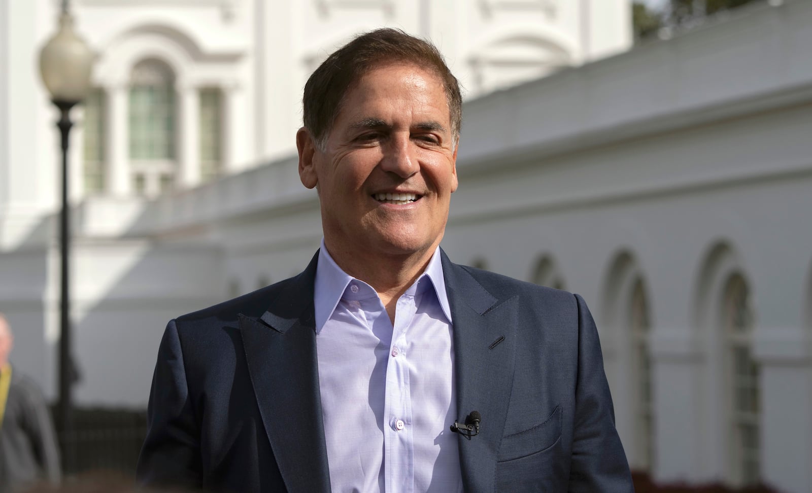 FILE - Businessman Mark Cuban speaks after attending meetings at the White House, March 4, 2024, in Washington. (AP Photo/Mark Schiefelbein, File)