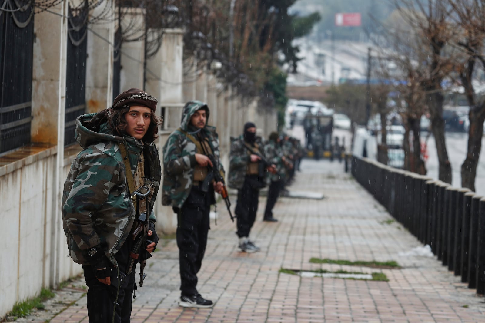 Syrian government forces are deployed amid heightened security in Damascus, Syria, Friday, March 7, 2025. (AP Photo/Omar Sanadiki)