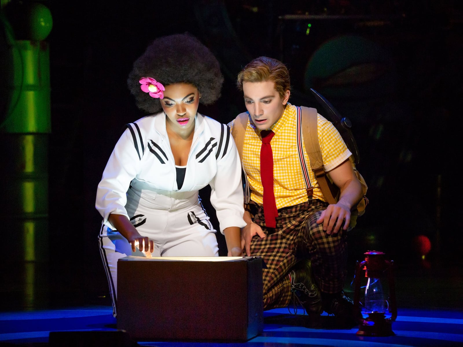 Daria Pilar Redus, pictured left, is from Cleveland and is a graduate of Otterbein University. She plays the leading role of Sandy Cheeks in the touring company of The SpongeBob Musical.Here she is pictured with SpongeBob SquarePants played by Lorenzo Pugliese. CONTRIBUTED PHOTO BY JEREMY DANIEL