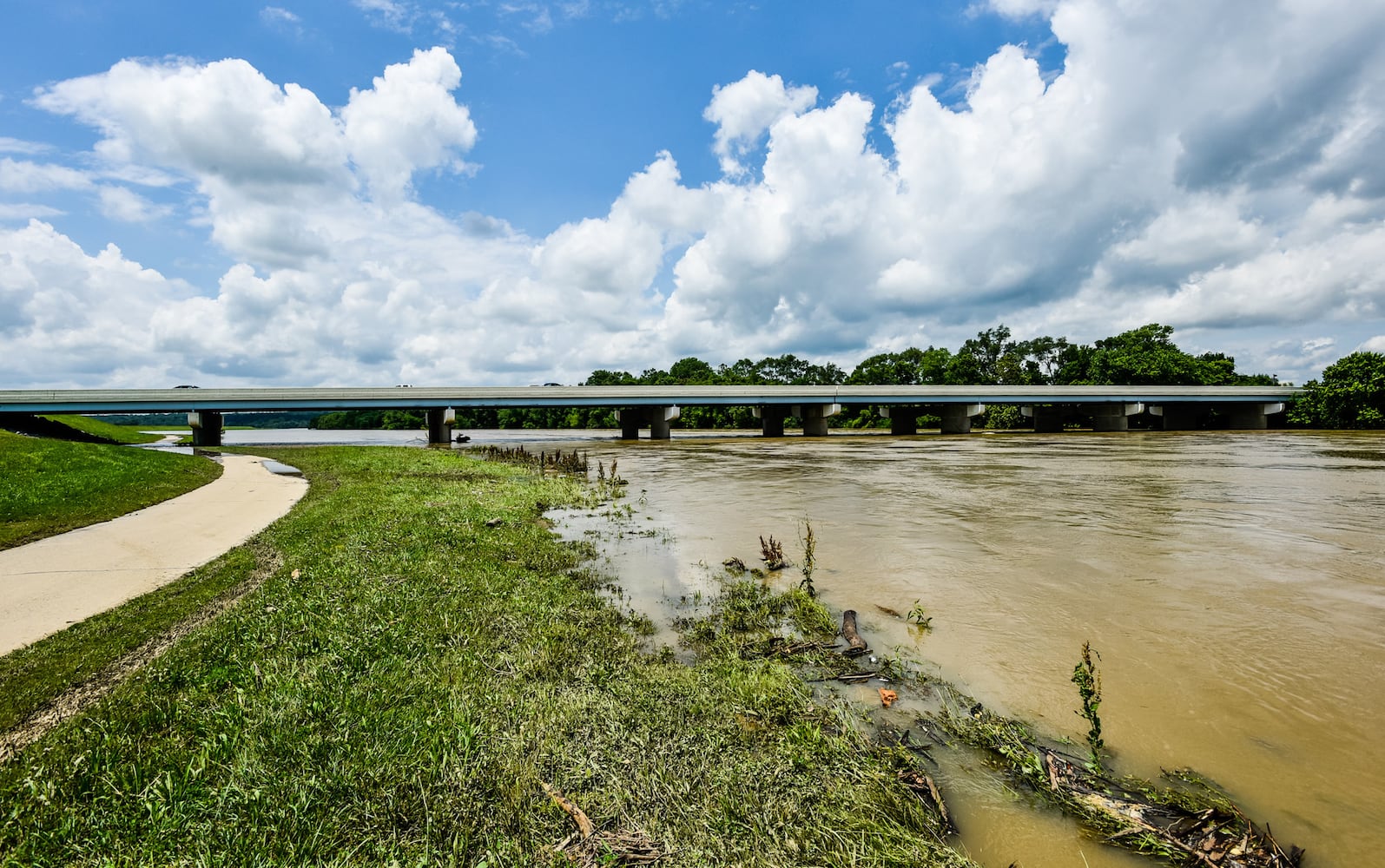 Great Miami River level higher than normal after  heavy rain