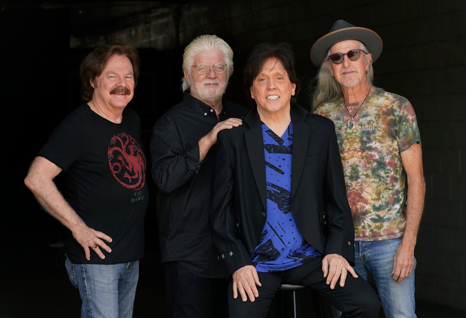 FILE - Tom Johnston, from left, Michael McDonald, John McFee and Pat Simmons of the Doobie Brothers pose for a portrait at Show Biz Studios in Los Angeles on Aug. 17, 2021. (AP Photo/Chris Pizzello, File)