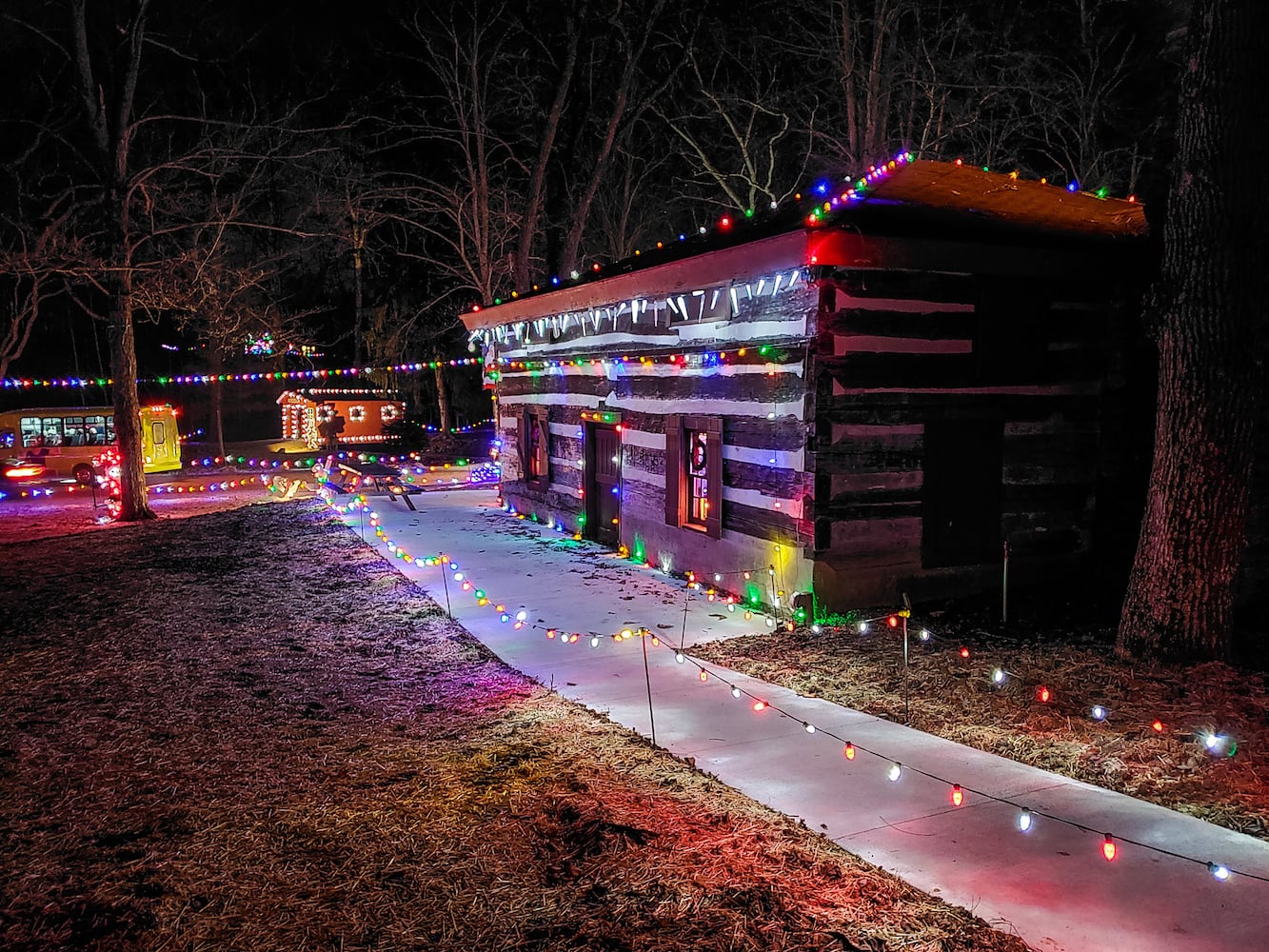 Fort Saint Clair Whispering Christmas light display in Eaton