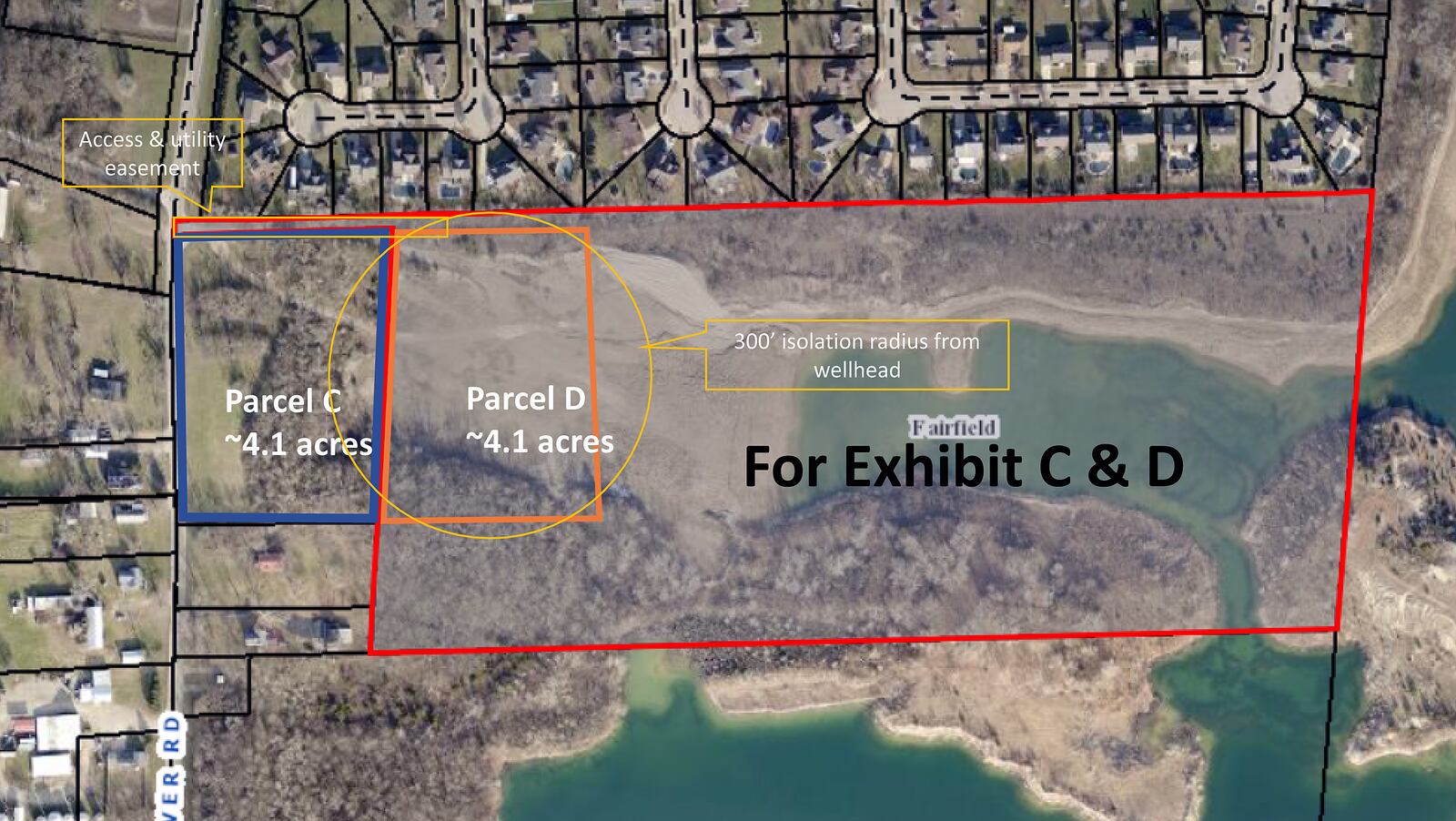 In a land swap deal, Fairfield and Hamilton would swap two adjacent properties on River Road near Marsh Park. Contributed photo