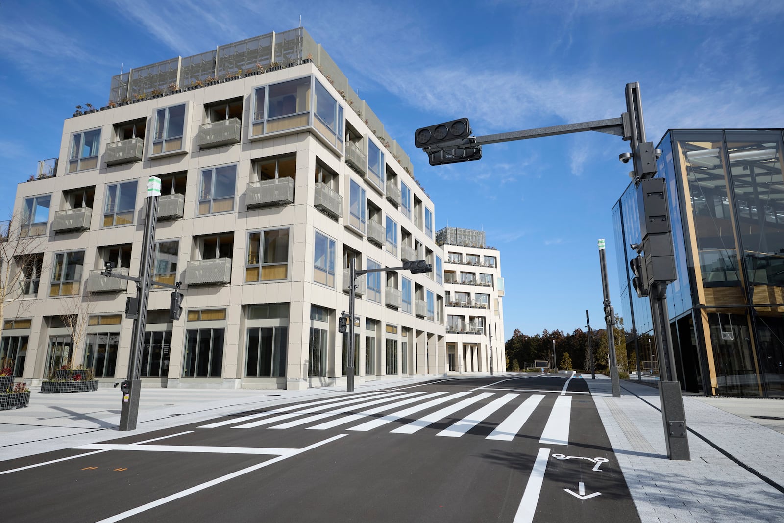 This photo provided by Woven by Toyota shows a main street and the complexes at Woven City in Susono city, Shizuoka Prefecture on Feb. 2025. (Woven by Toyota via AP)