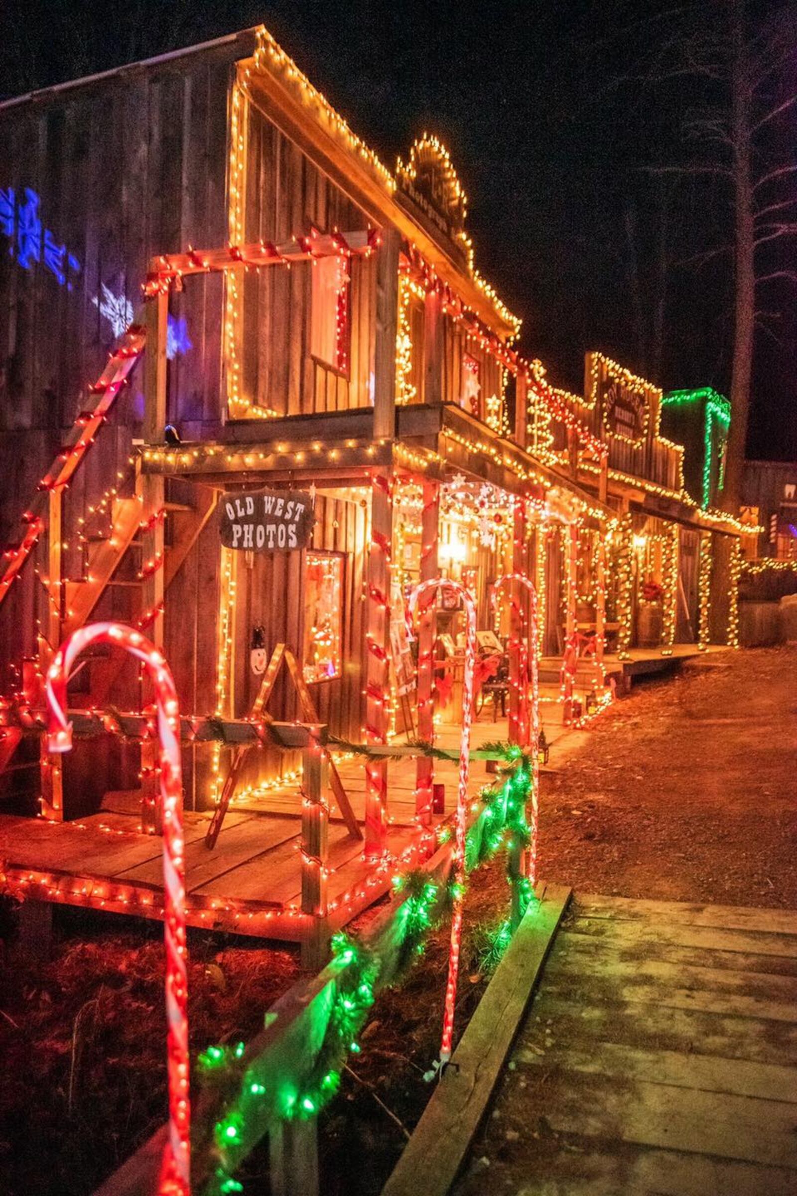 The holiday lights display at Dogwood Pass, a replica old western town located in southeastern Ohio.